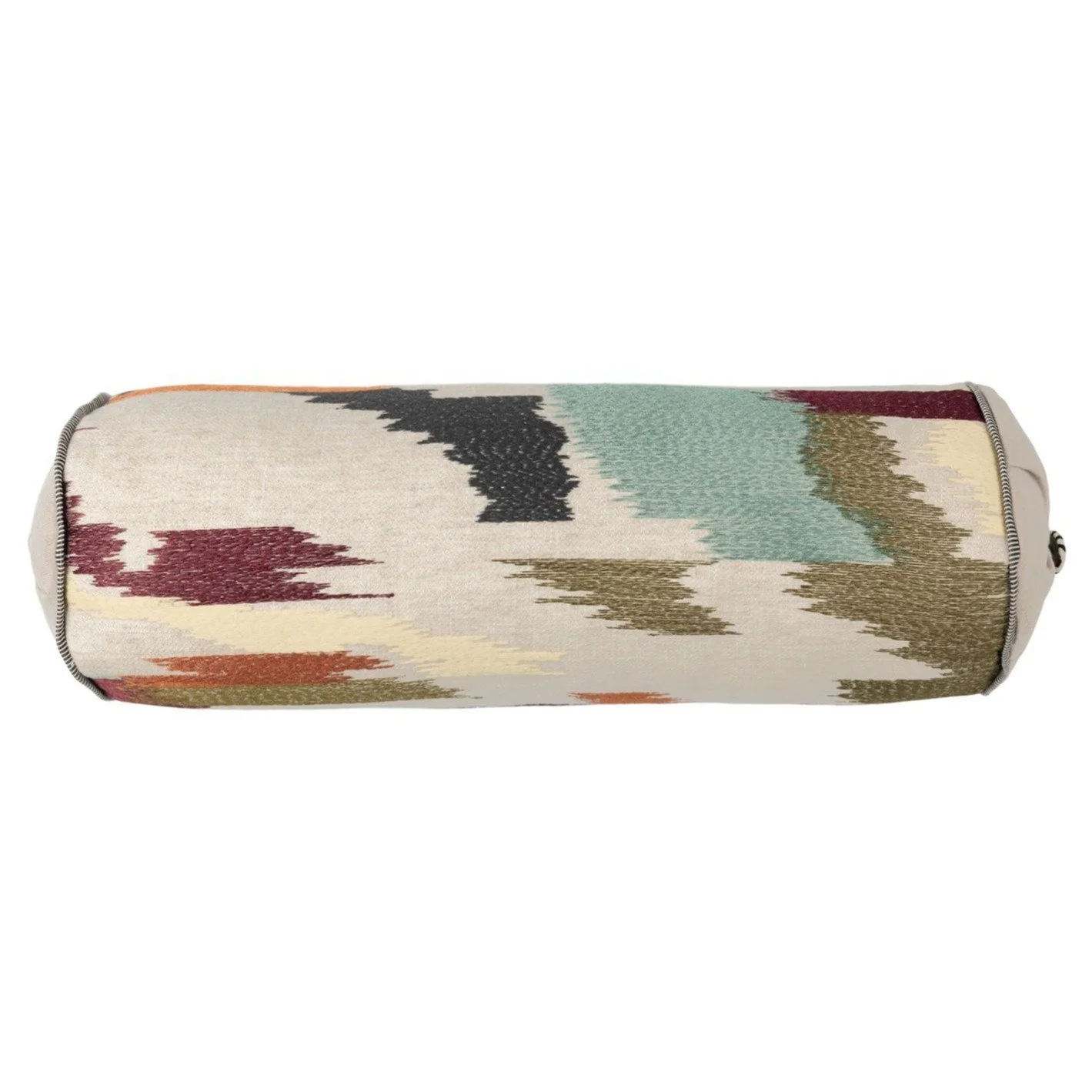 Maison Casamance Benang Multico Bleu bolster cushion, 50 × 16 cm, front view