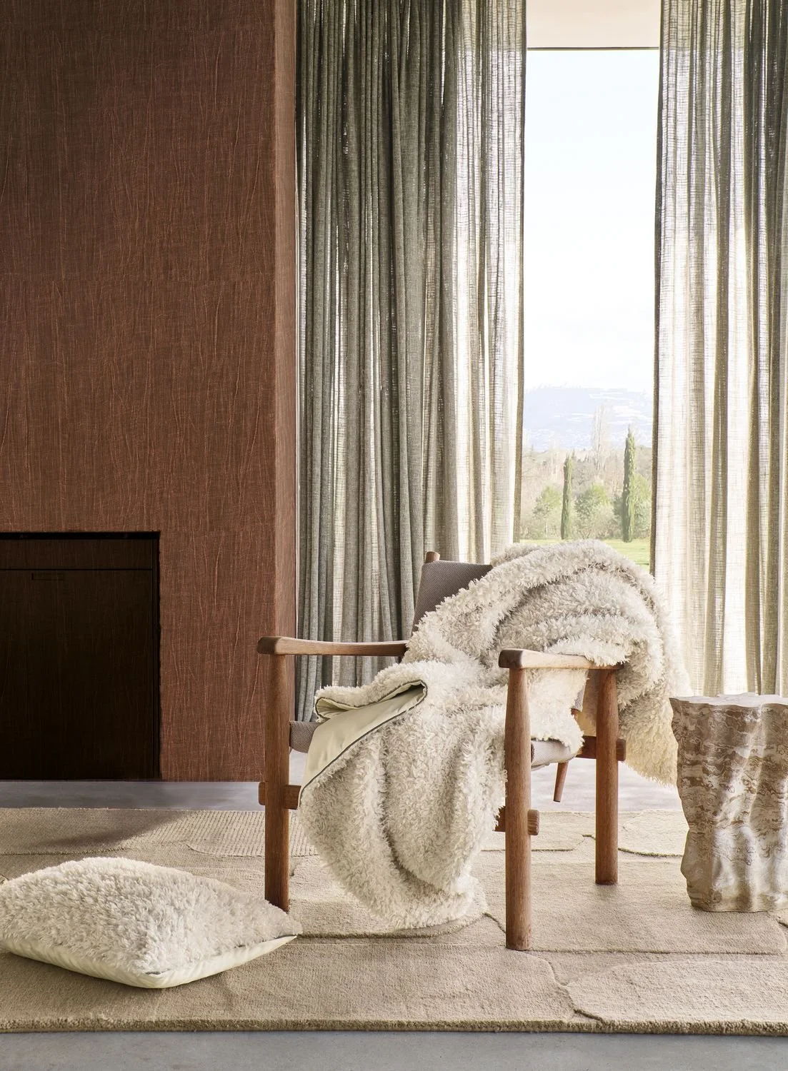 Maison Casamance Sami Throw Ecru in a room setting