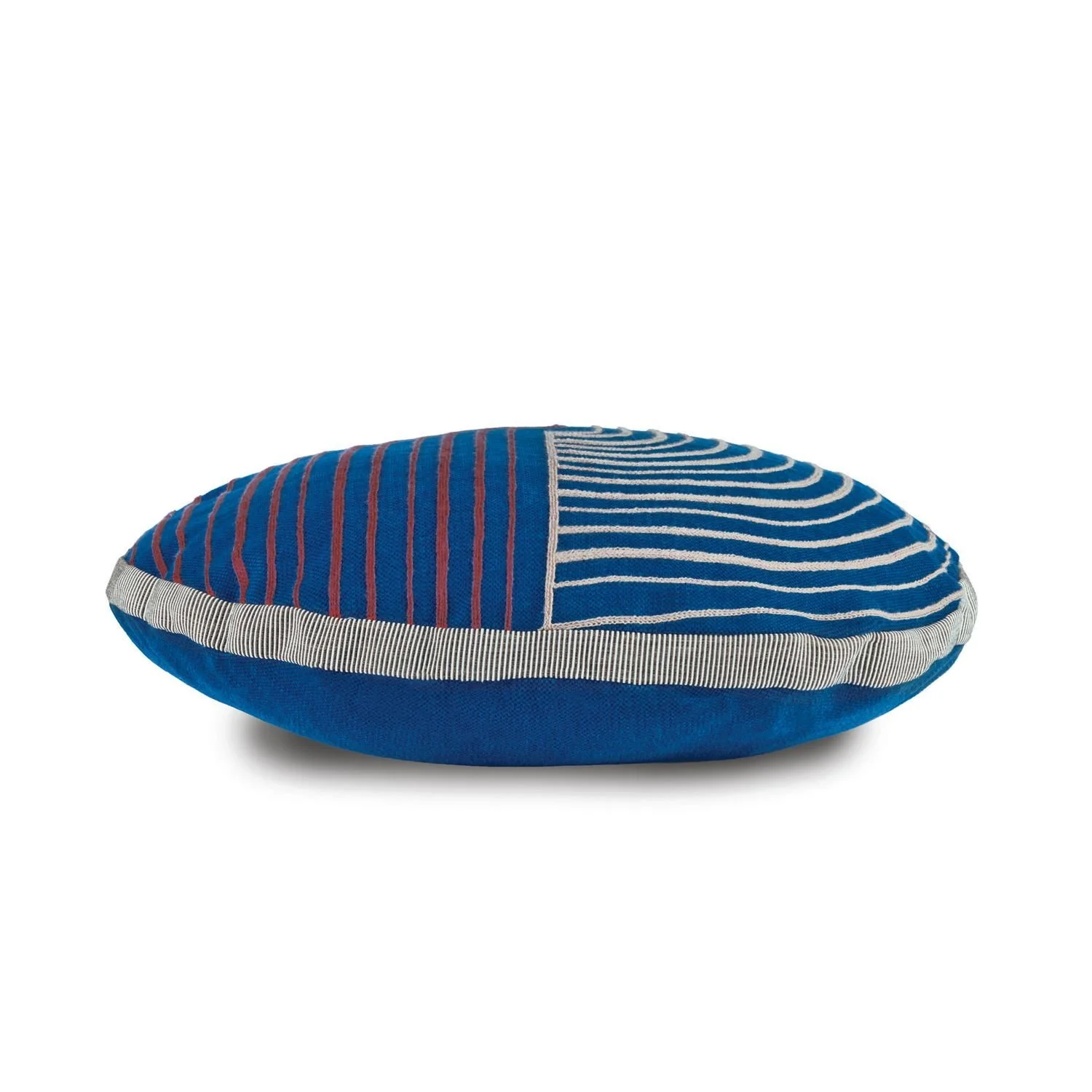 Maison Casamance Mellow Bleu Cobalt round cushion, side view