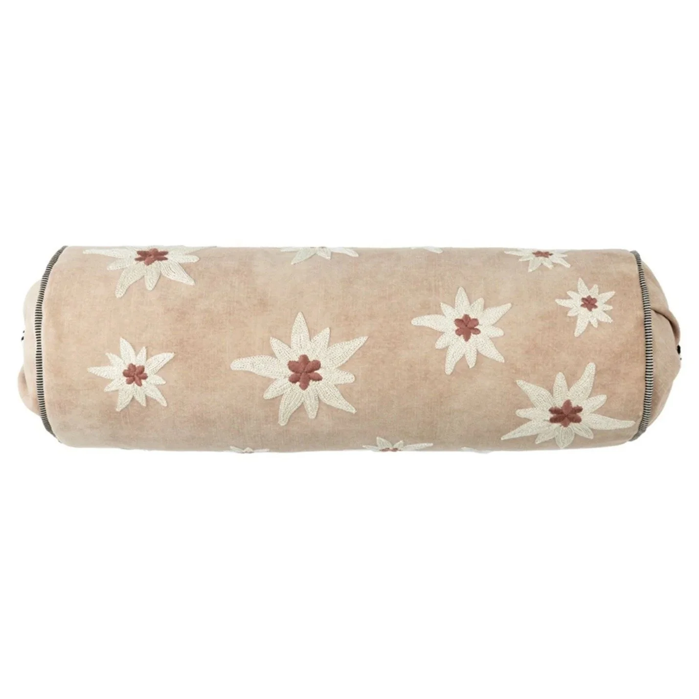 Maison Casamance Ness Noix bolster cushion, 50 × 16 cm, front view