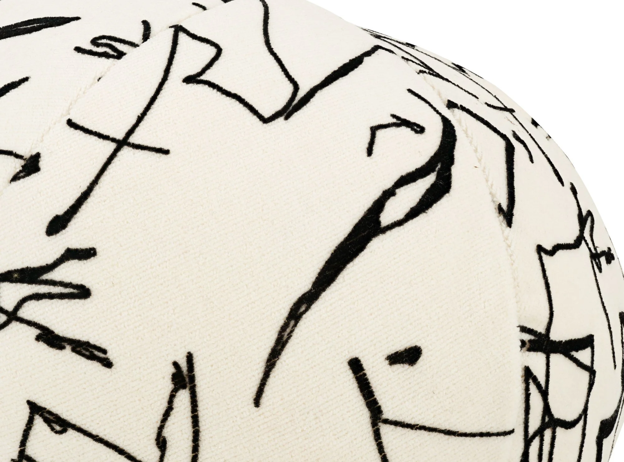 Kirkby Design Scribble Monochrome cushion, 35 cm round, close-up of the fabric