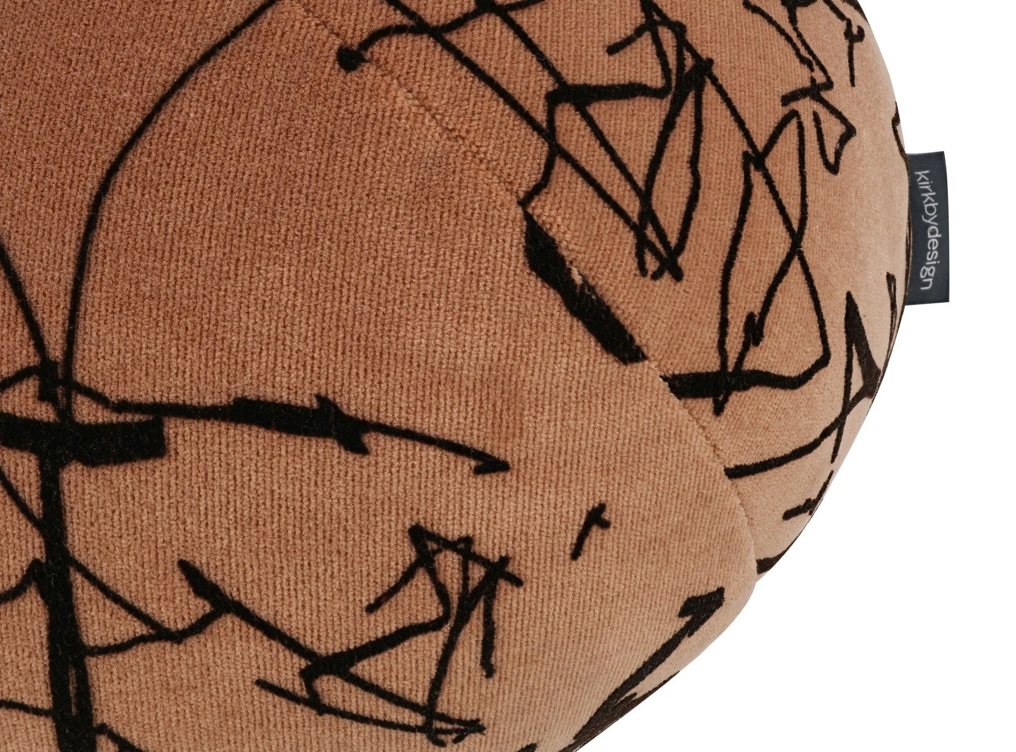 Kirkby Design Scribble Amber cushion, 35 cm round, corner detail