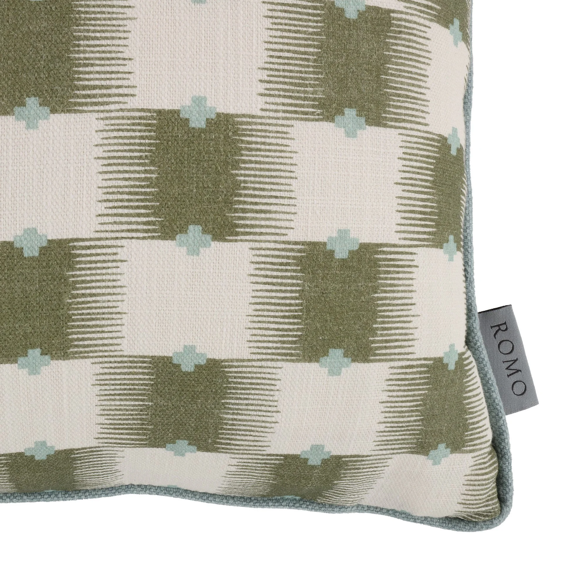 Romo Ziri Matcha cushion, 50 × 30 cm, corner detail