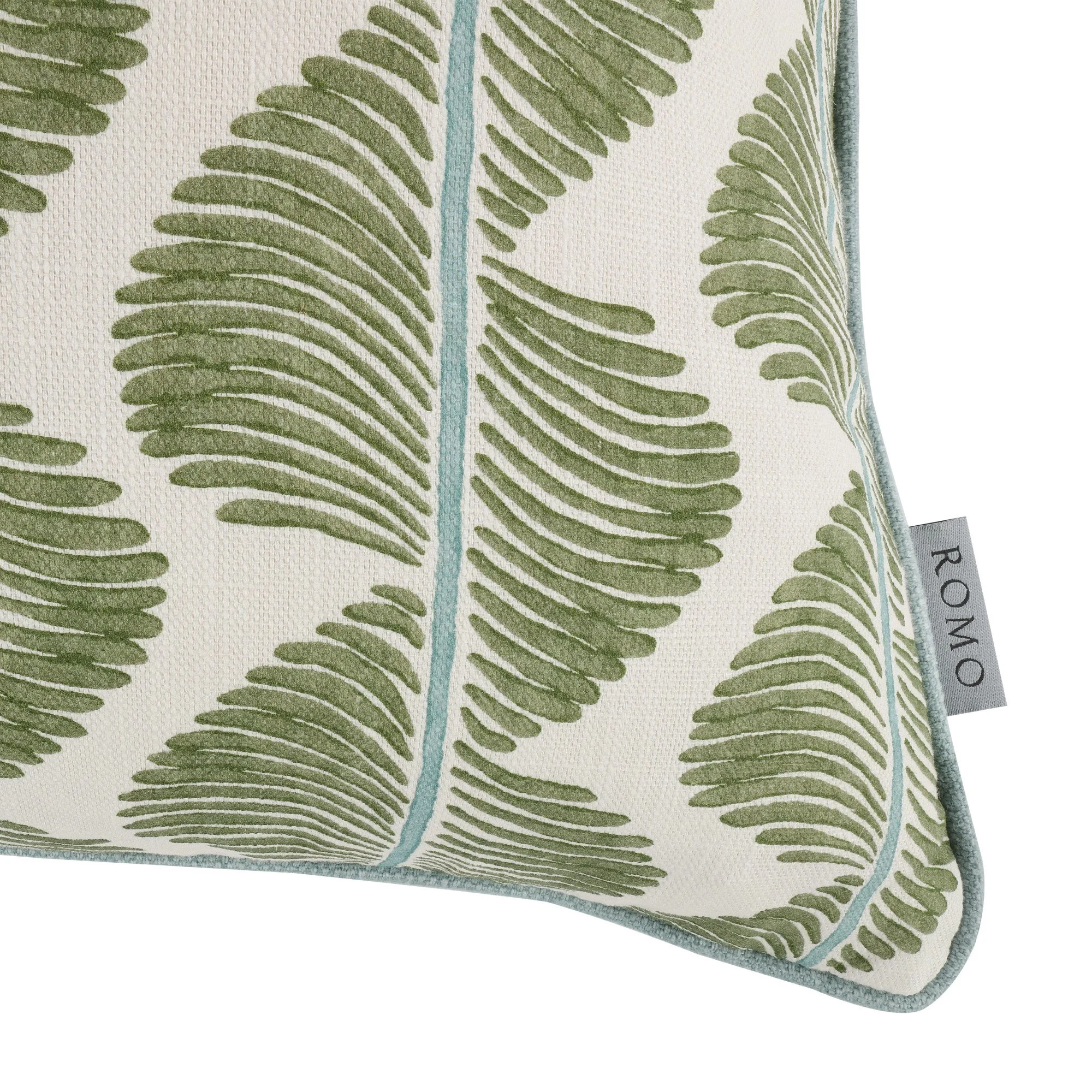Romo Aubin Matcha cushion, 50 × 50 cm, corner detail