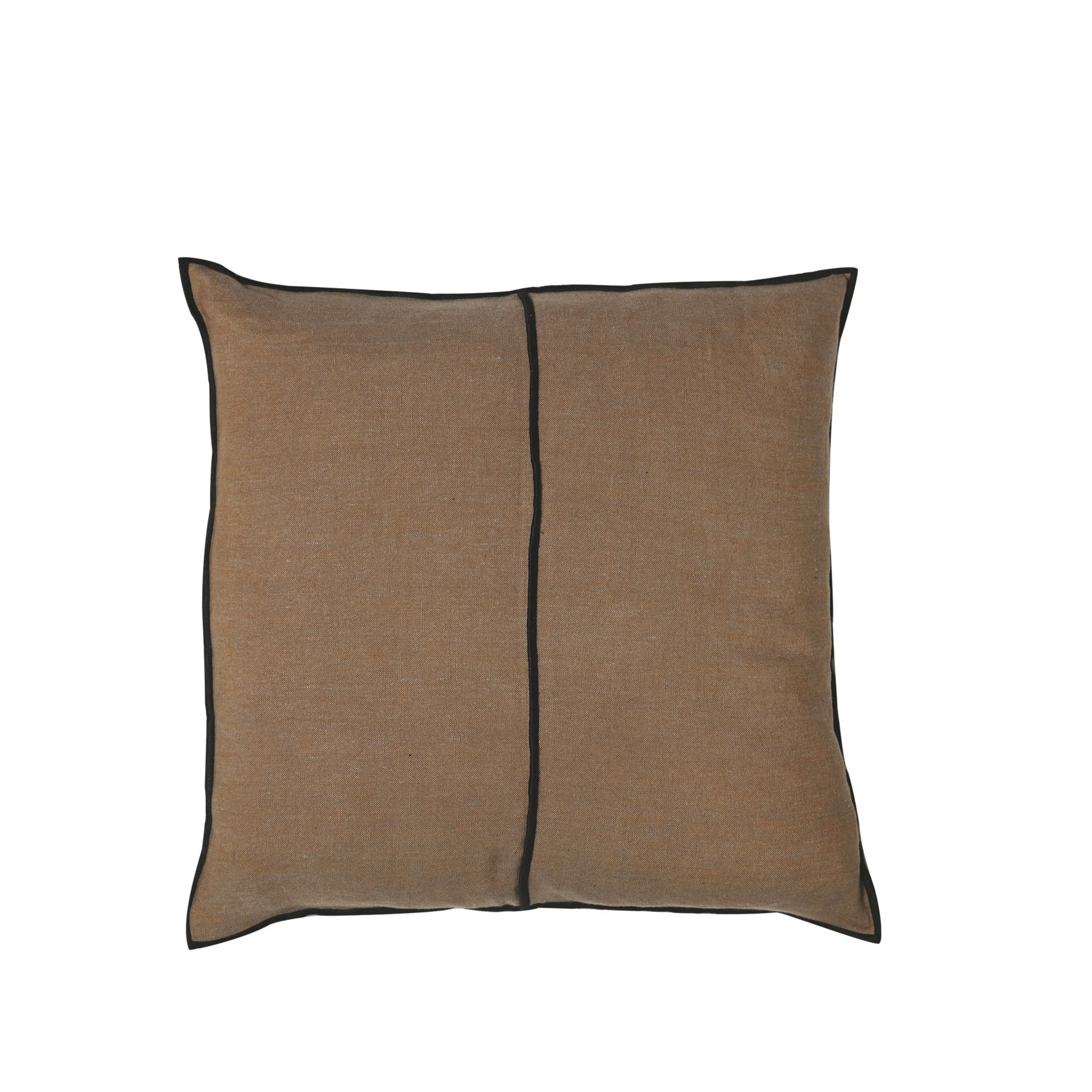 Maison Casamance Linen Mordore gris cushion, 45 × 45 cm square, front view with black bourdon stitch