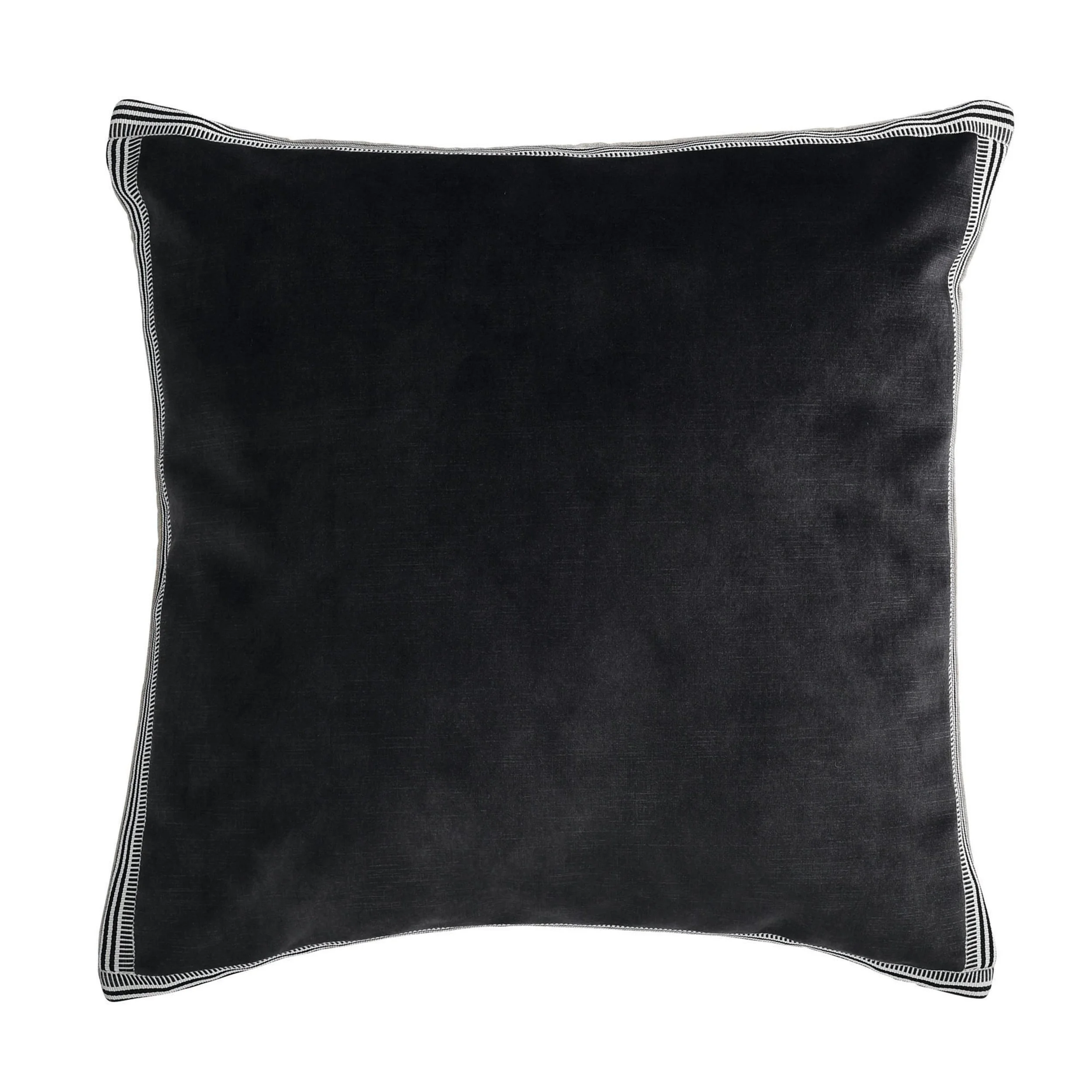Maison Casamance Manade Anthracite velvet cushion, 65 × 65 cm square, front view
