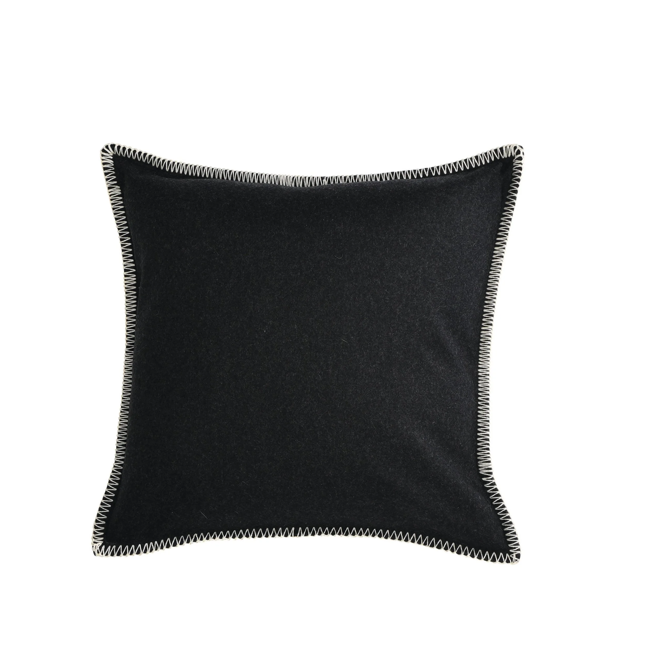Maison Casamance Arthur's Seat Black wool cushion, 45 × 45 cm, with contrast blanket stitch edge, front view