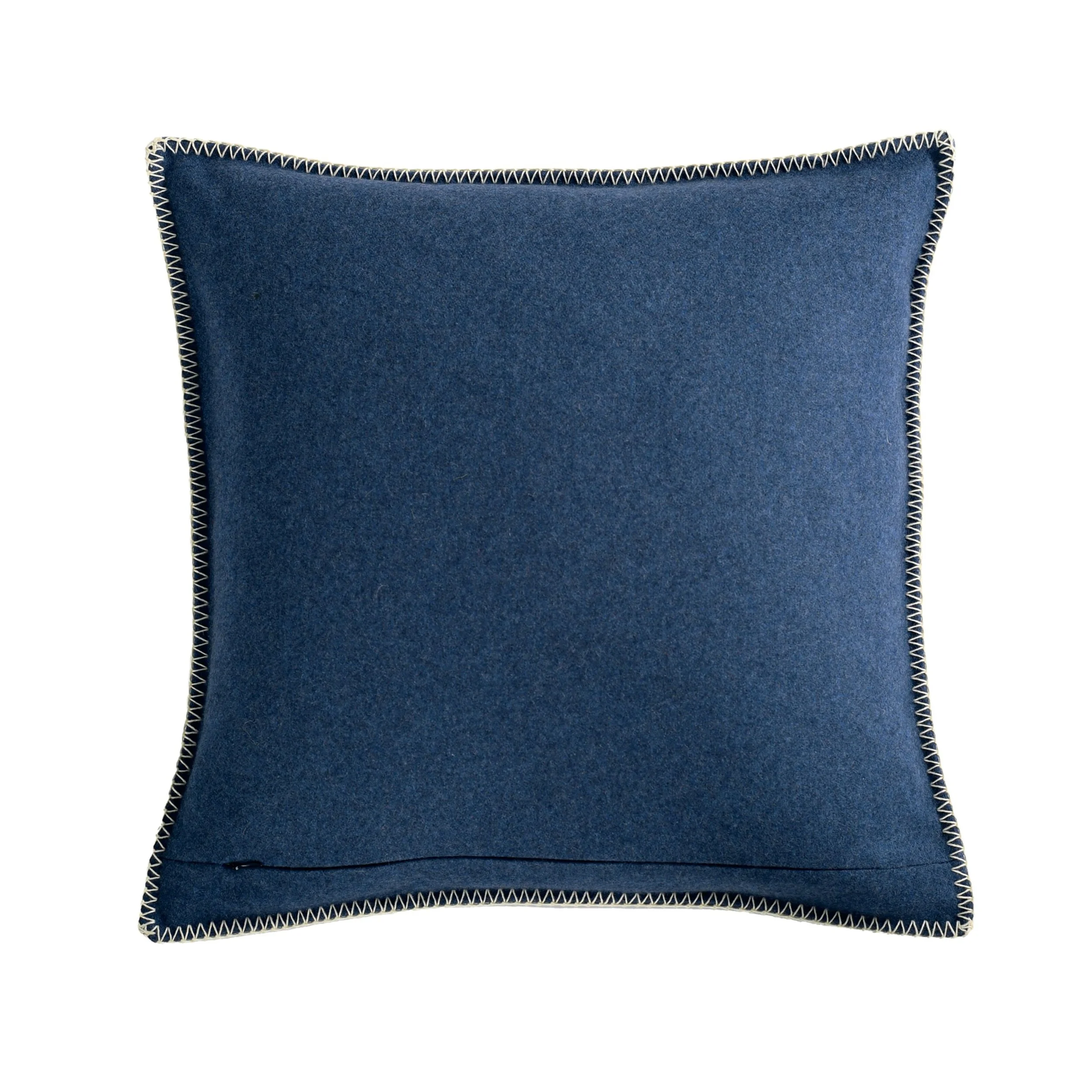 Reverse of the Maison Casamance Arthur's Seat Cobalt cushion, plain wool in the same colour