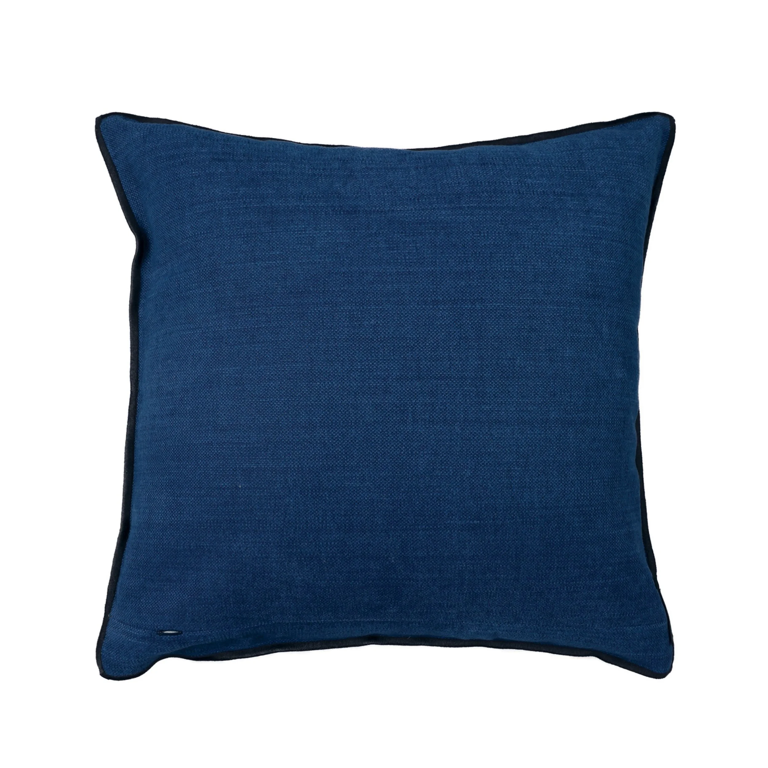 Reverse of the Maison Casamance Paris Texas Bleu cobalt cushion, plain linen cotton in the same colour