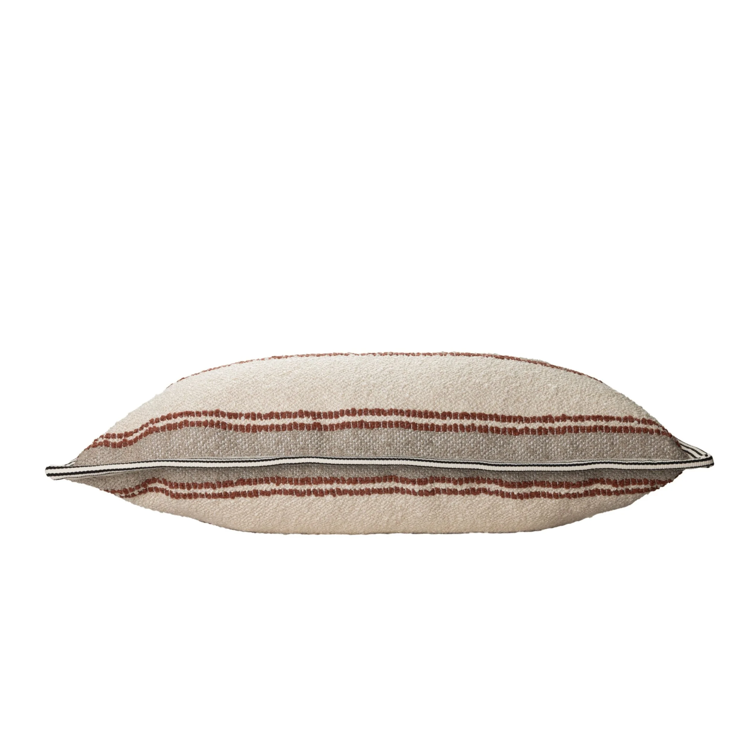 Apache outdoor horizontal stripe cushion taupe terracotta side view