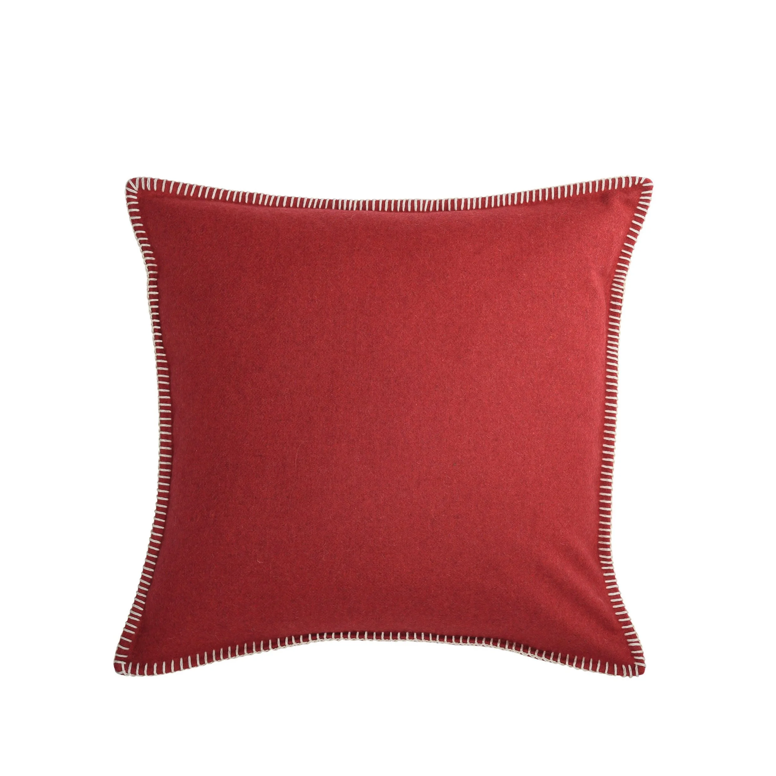 Maison Casamance Arthur's Seat Red wool cushion, 45 × 45 cm, with contrast blanket stitch edge, front view