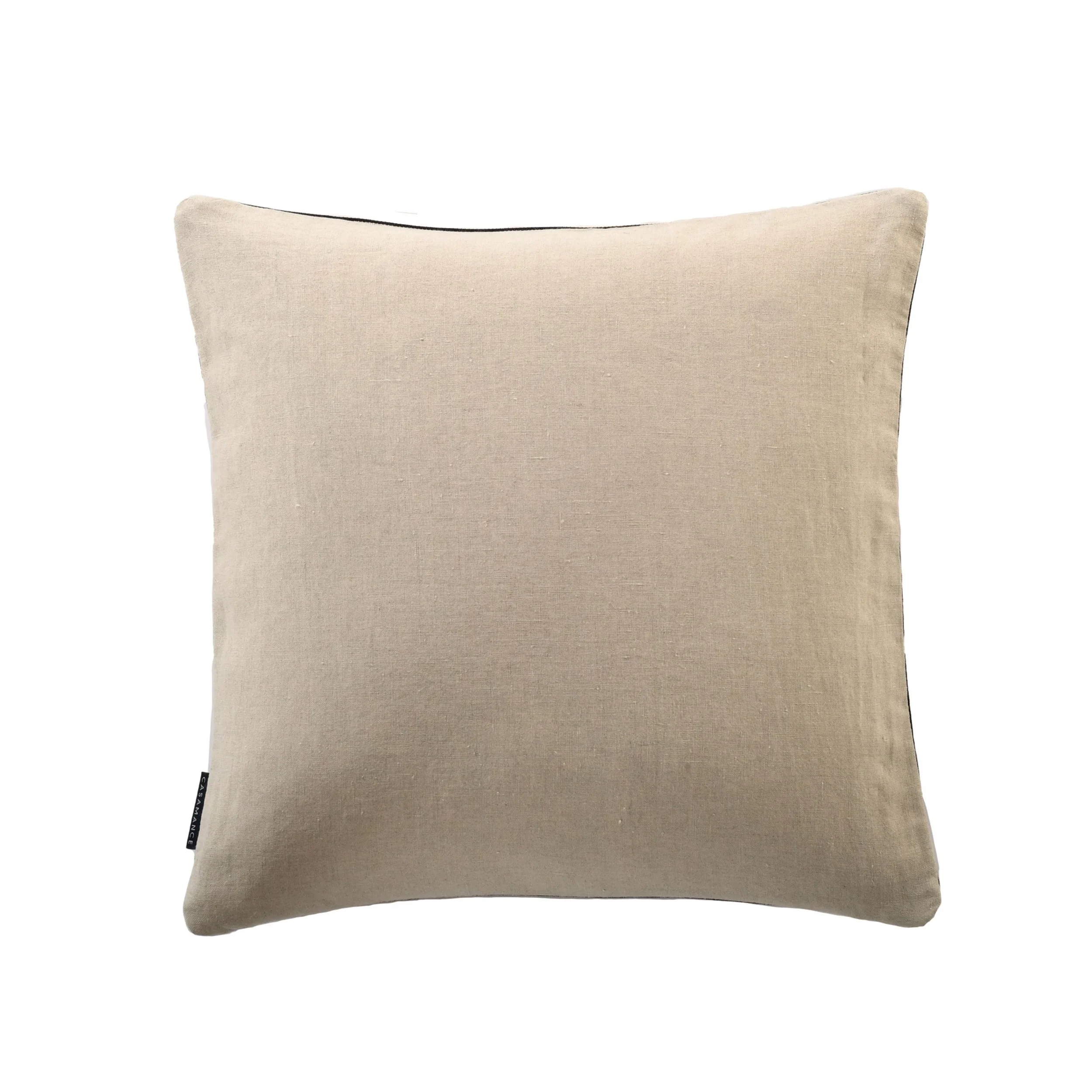 Natural linen reverse of the Maison Casamance Manade square cushion