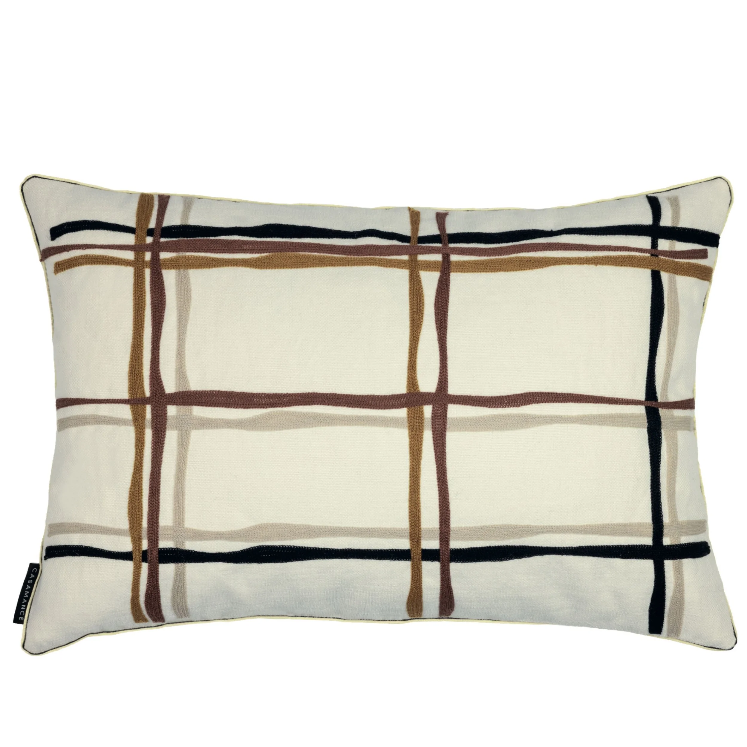 Oban Embroidered Cushion 40x60cm | Piped Edge noir