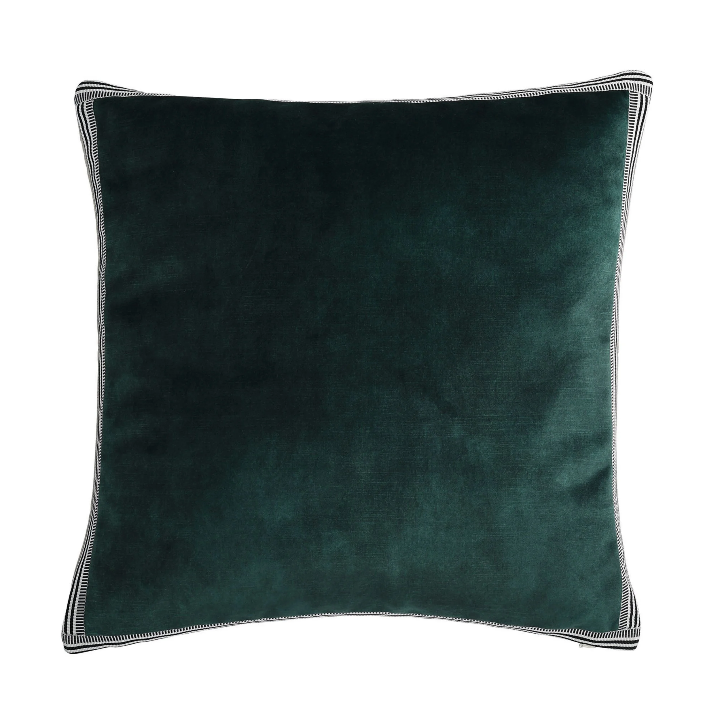 Maison Casamance Manade Vert Foret velvet cushion, 65 × 65 cm square, front view
