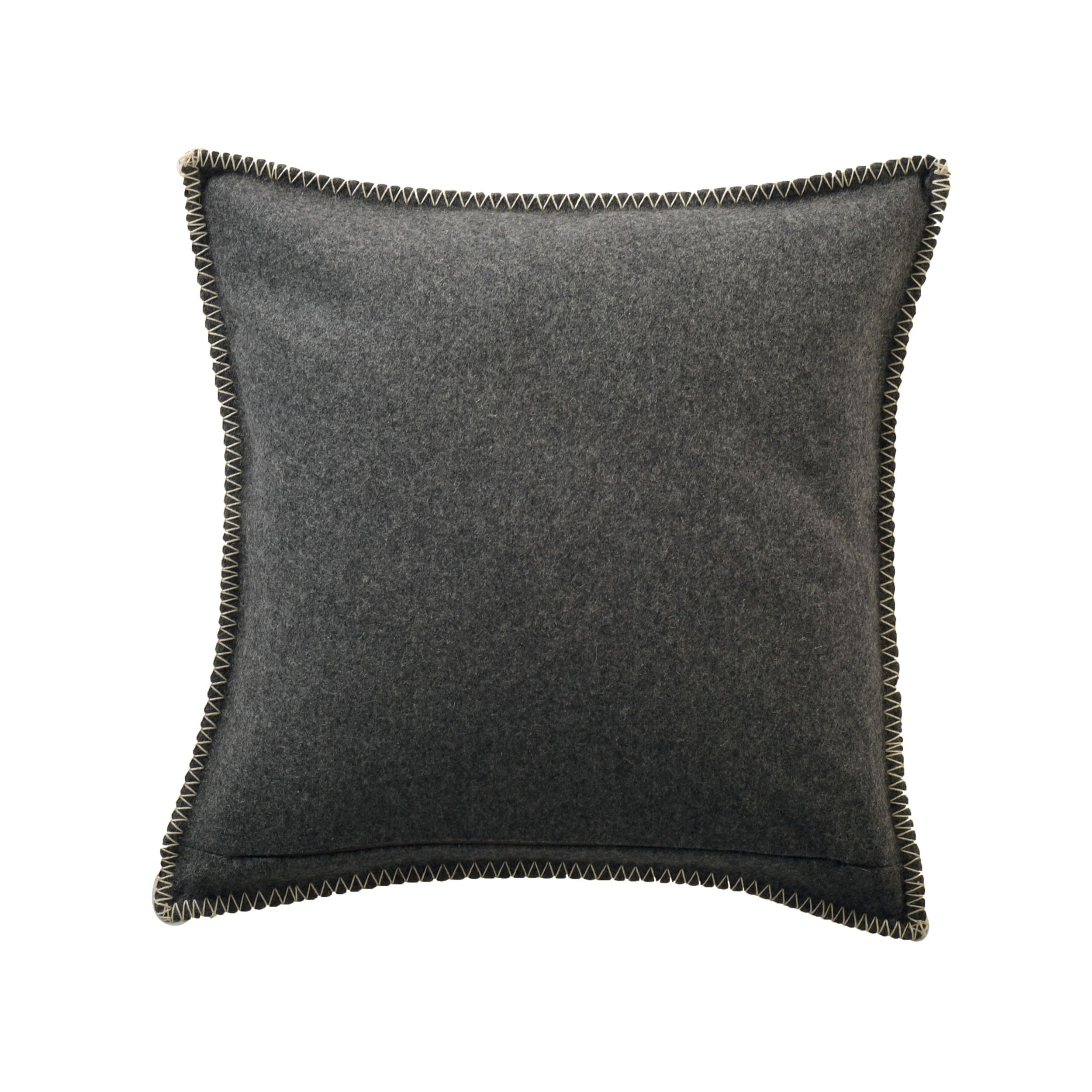 Reverse of the Maison Casamance Arthur's Seat Charcoal cushion, plain wool in the same colour