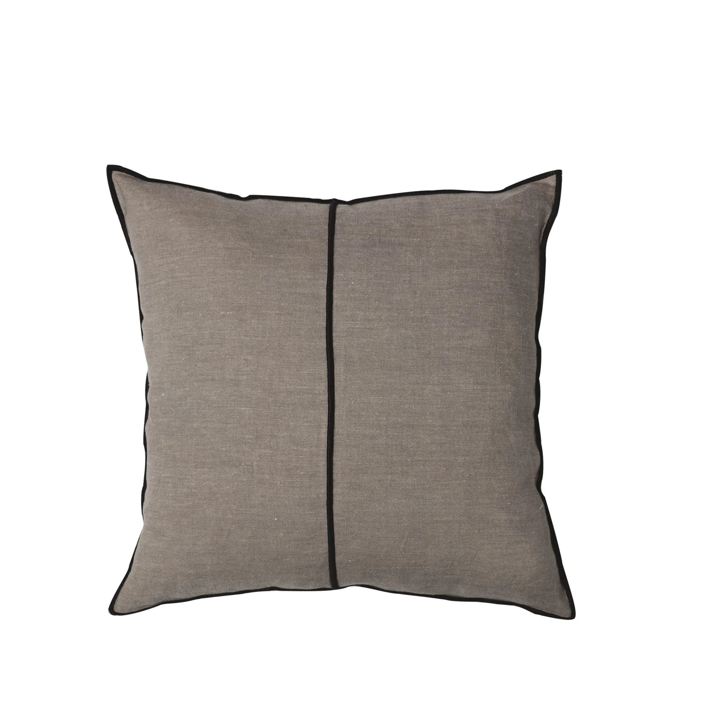 Maison Casamance Linen Tourterelle gris cushion, 45 × 45 cm square, front view with black bourdon stitch