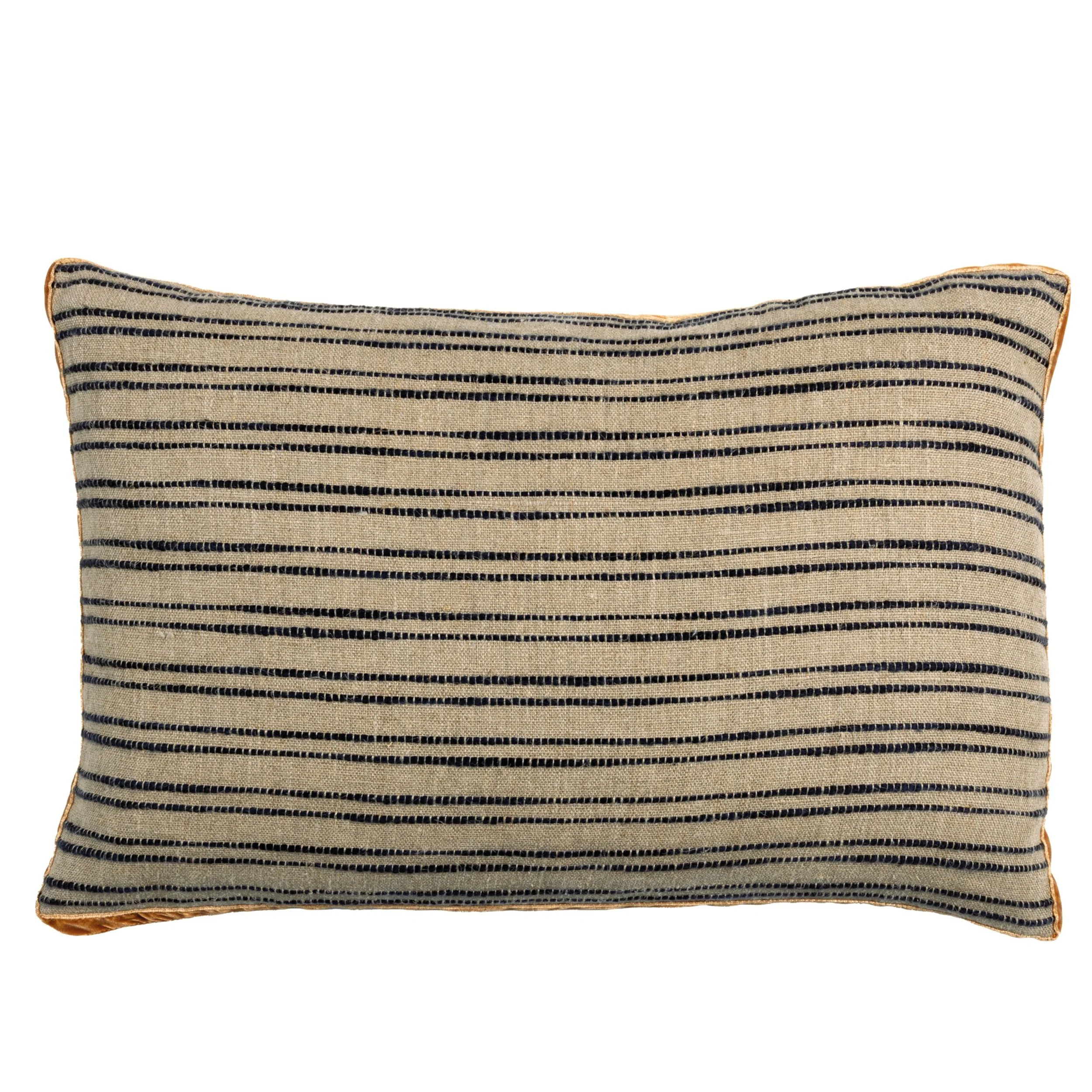 Horizontal stripe linen cushion Odea naturel noir