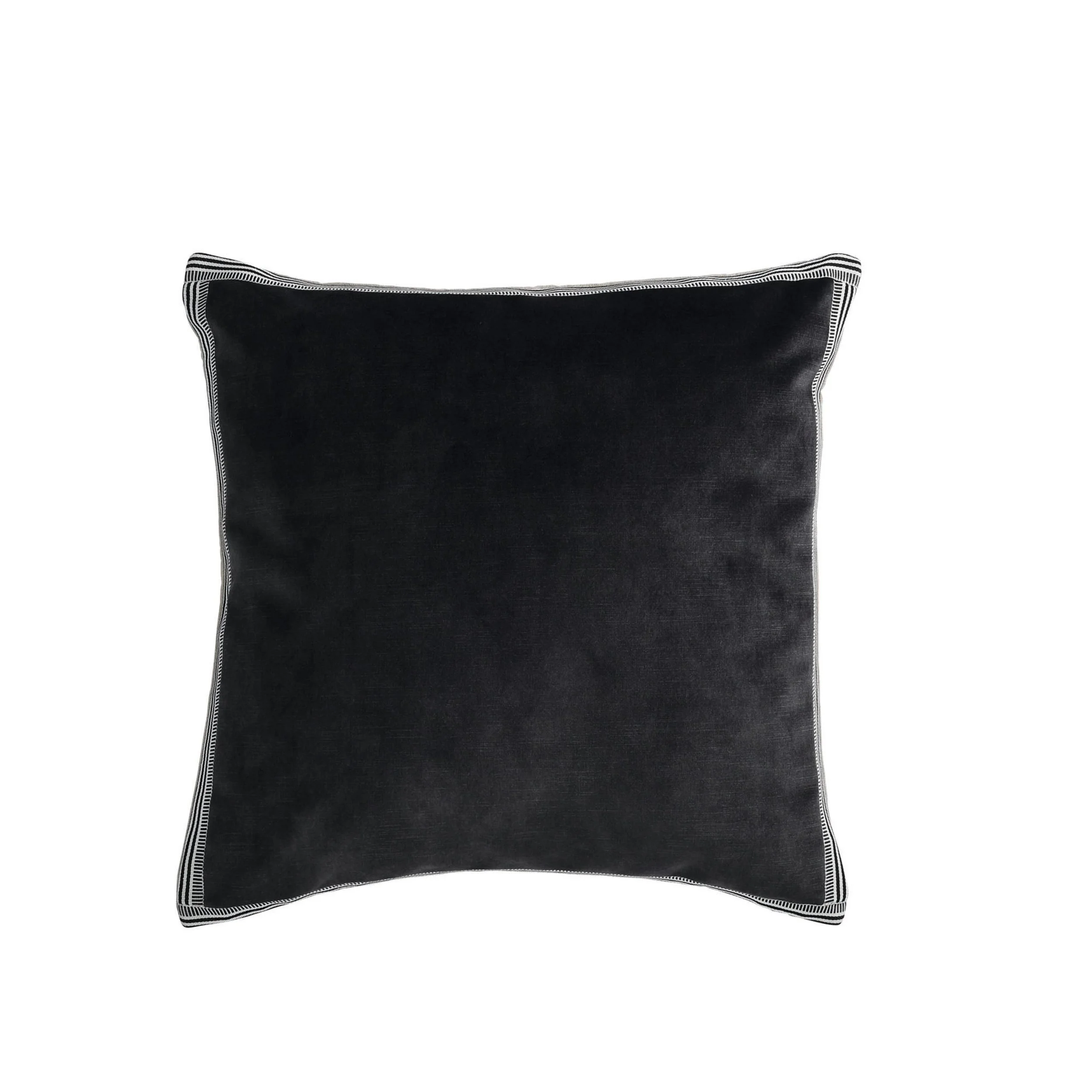 Maison Casamance Manade Anthracite velvet cushion, 45 × 45 cm square, front view