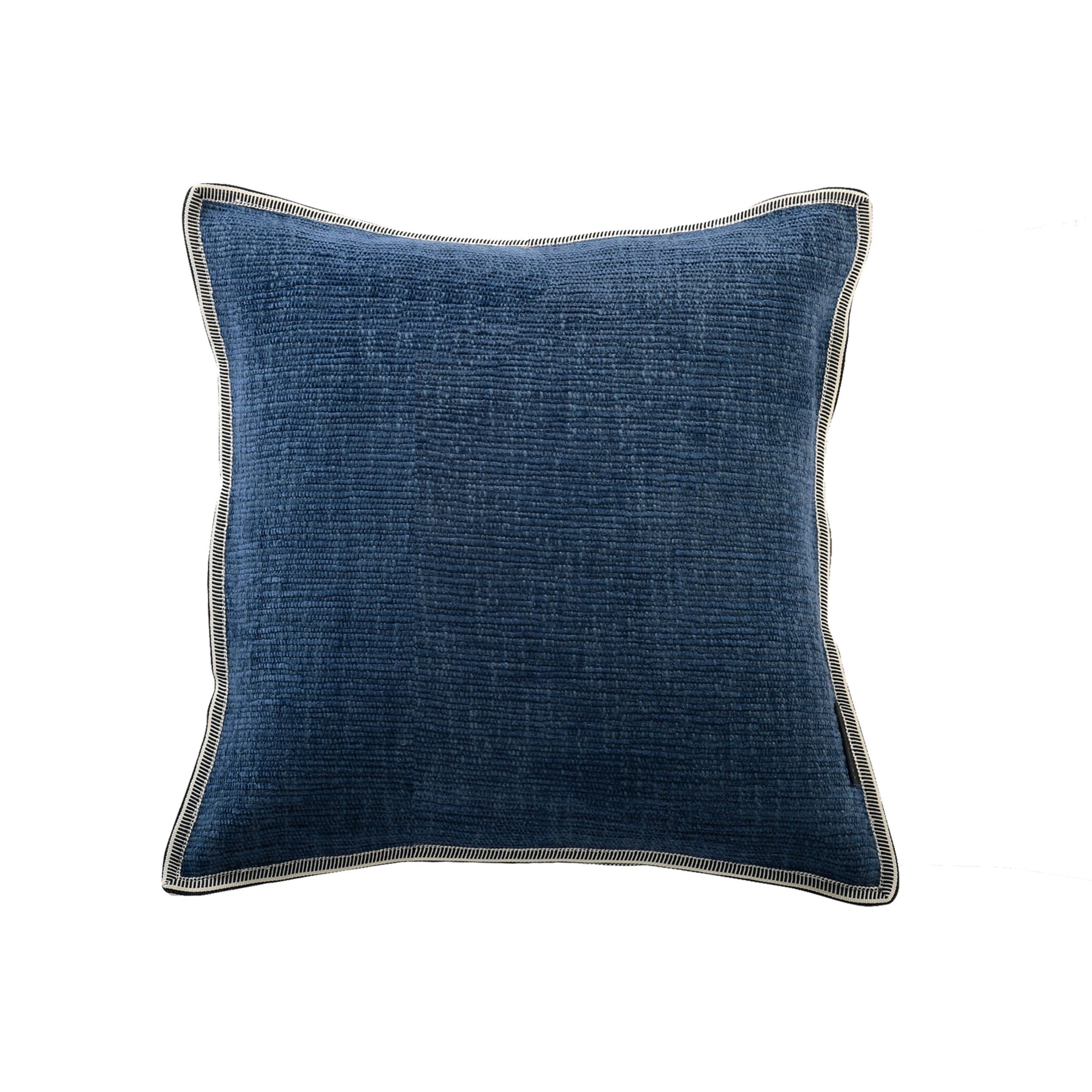 Maison Casamance Cabourg Marine cushion, 45 × 45 cm square, ribbed texture with braid edge, front view