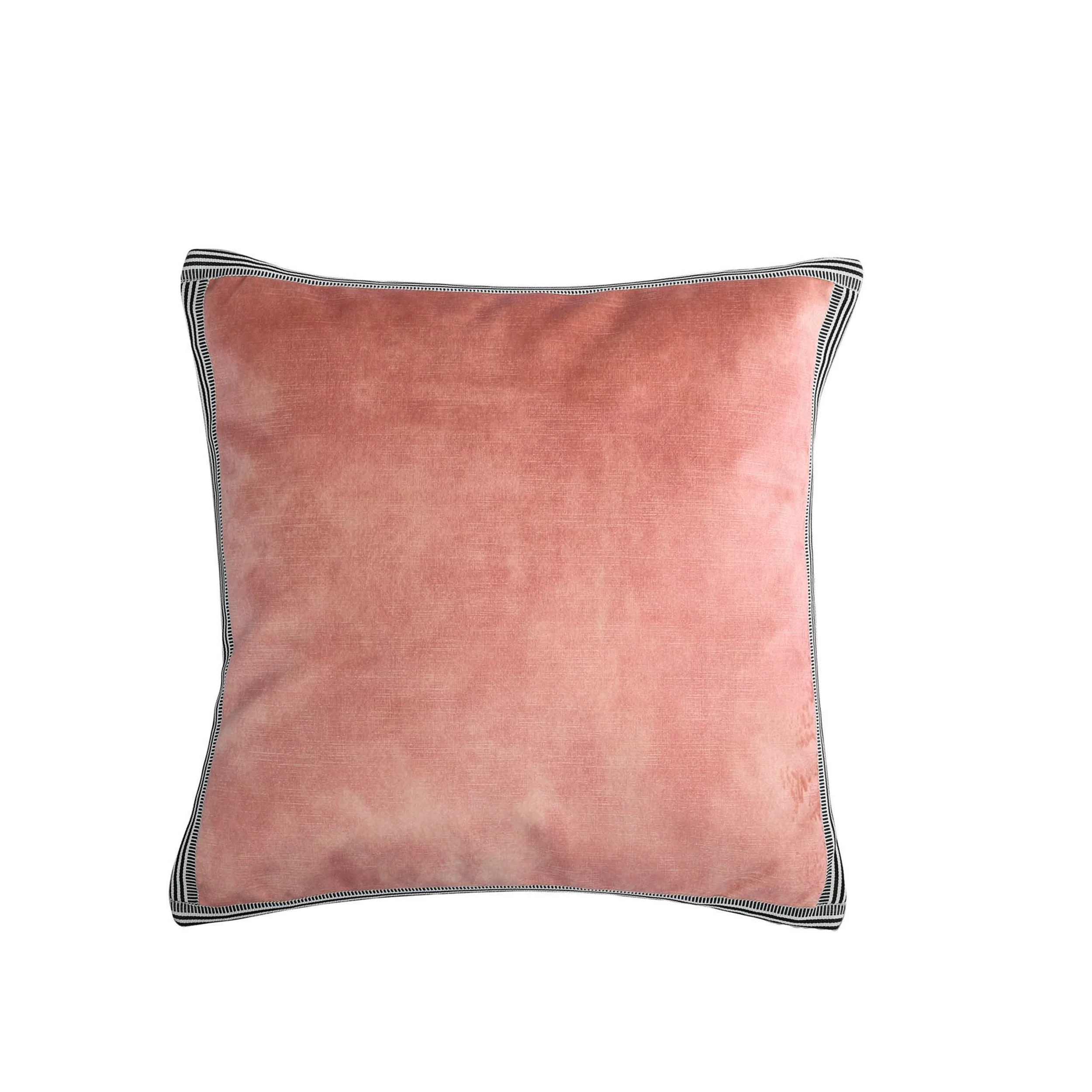 Maison Casamance Manade Rose Blush velvet cushion, 45 × 45 cm square, front view