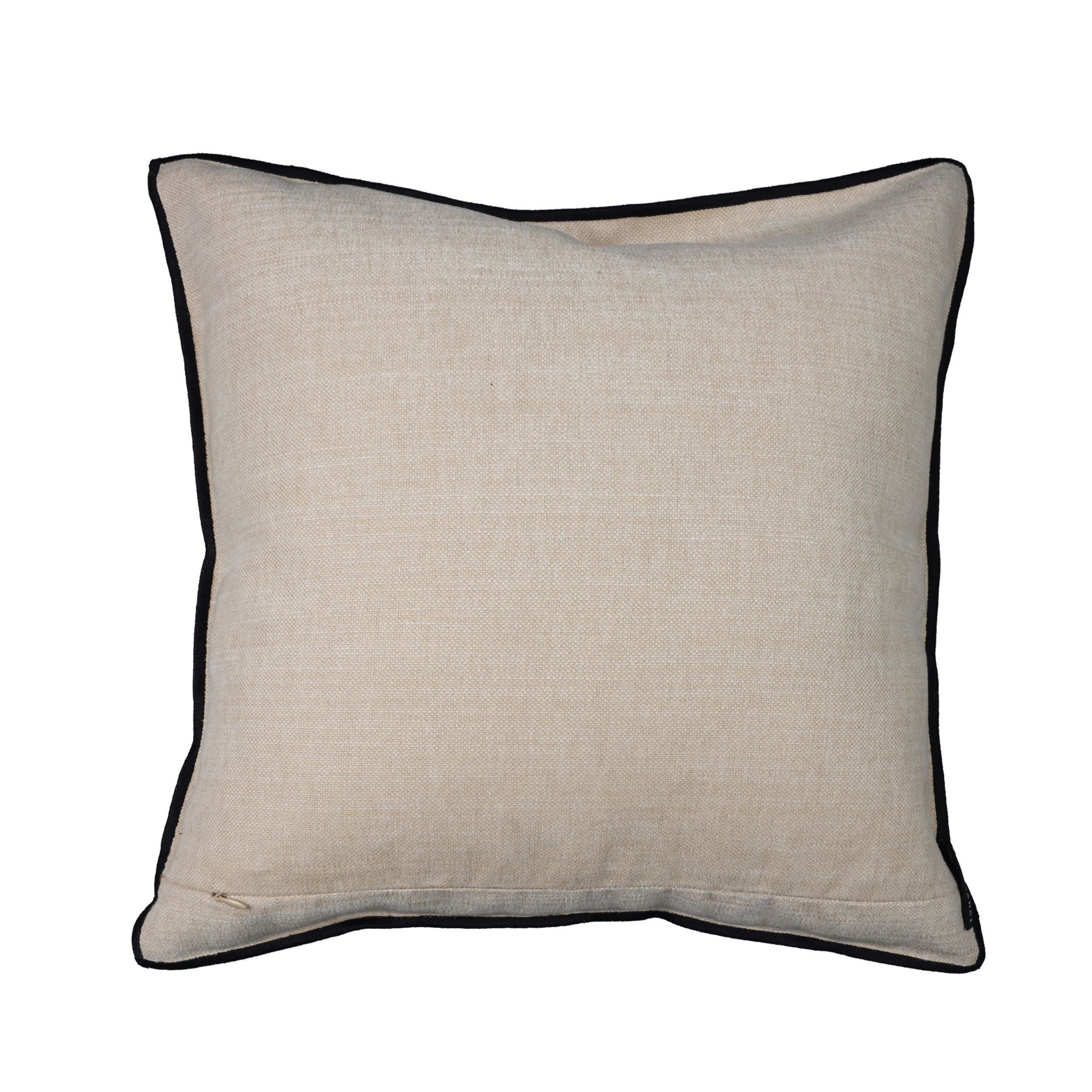 Reverse of the Maison Casamance Paris Texas Praline cushion, plain linen cotton in the same colour