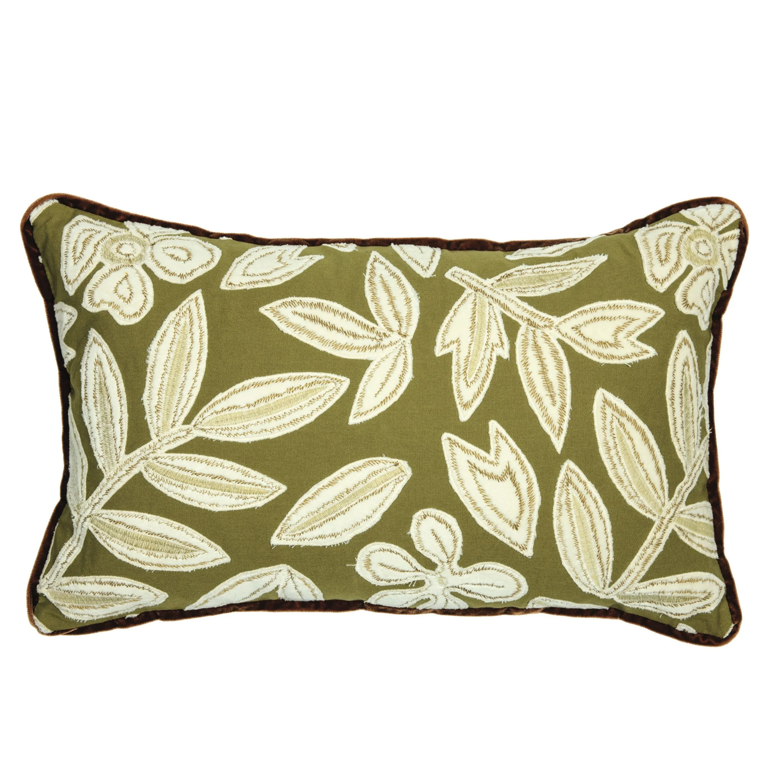 Casamance Forget Me Not cushion in Olive