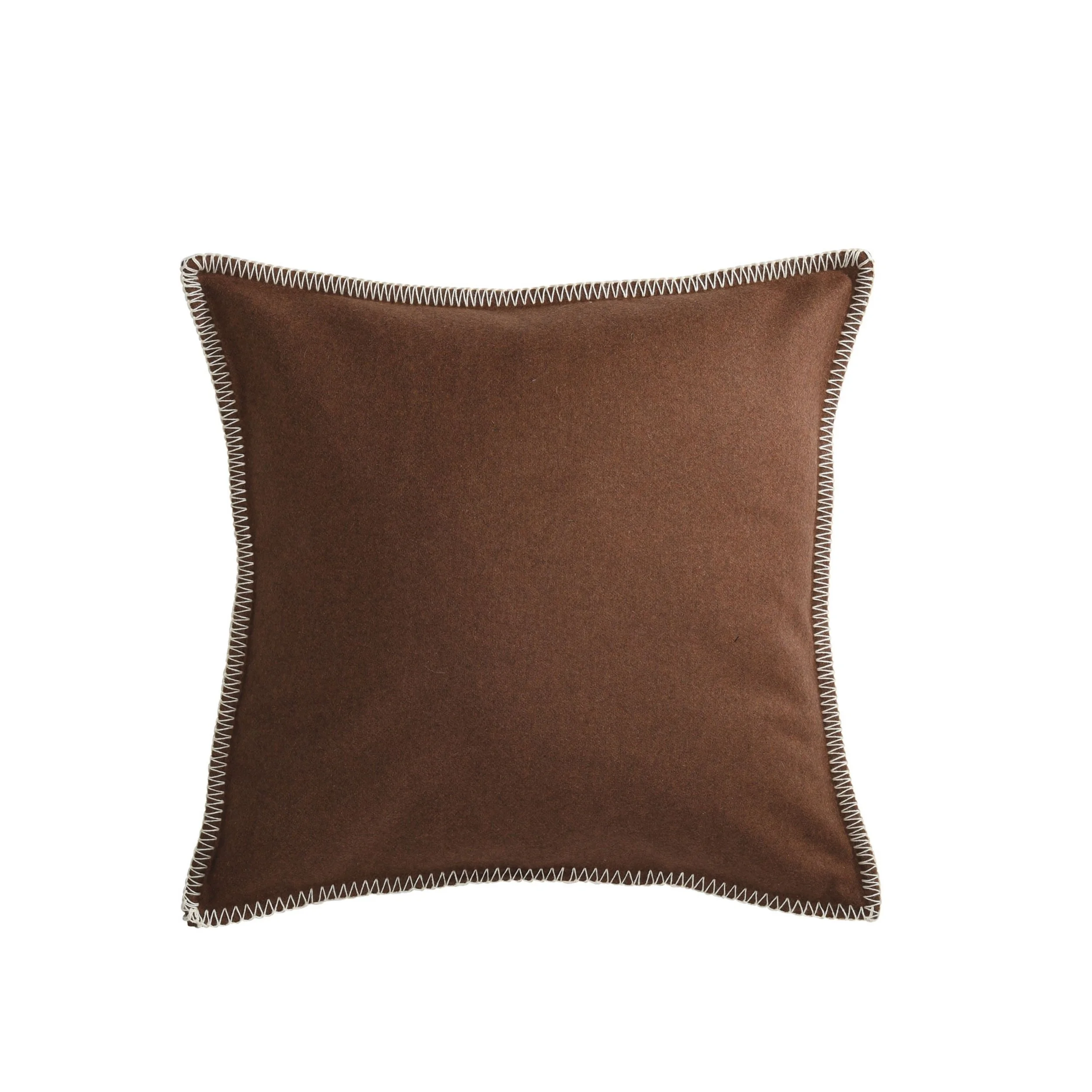 Maison Casamance Arthur's Seat Squirrel wool cushion, 45 × 45 cm, with contrast blanket stitch edge, front view