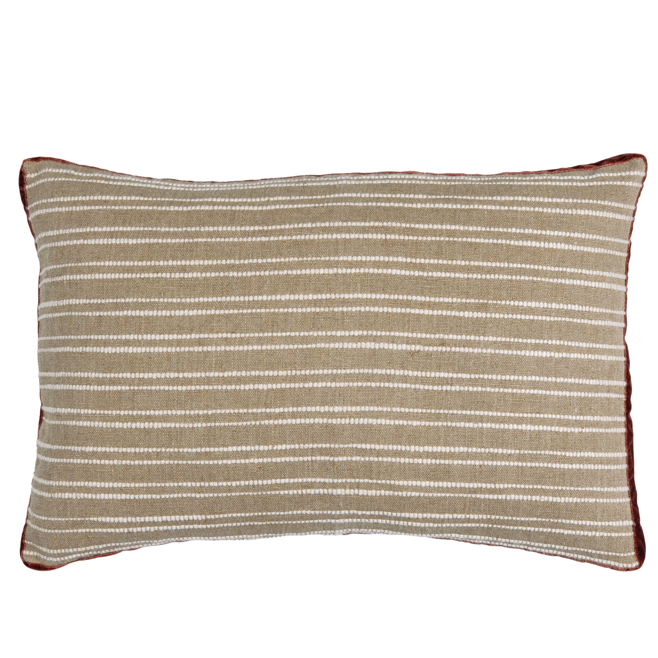 Horizontal stripe linen cushion Odea naturel ecru