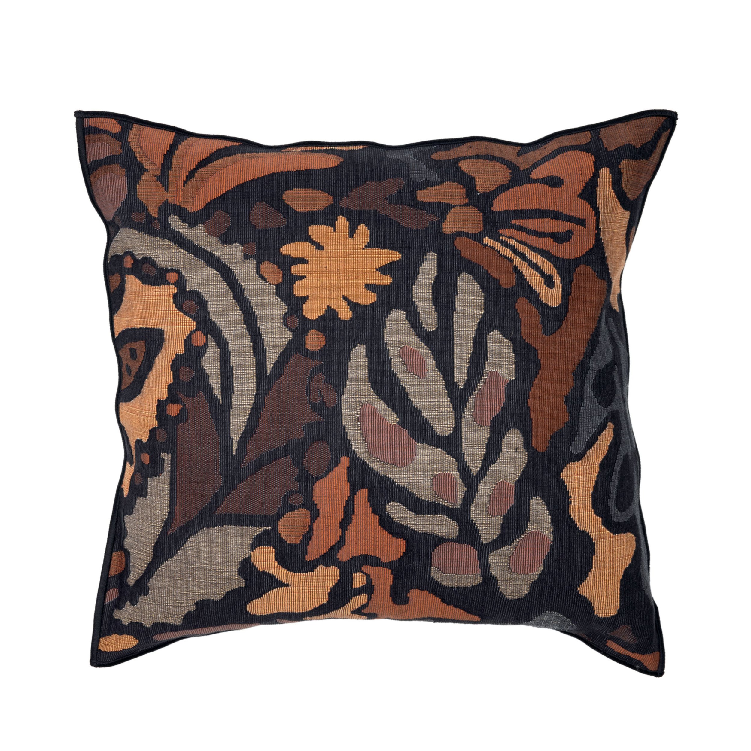 Pae noir ocre tapestry cushion by Maison Casamance