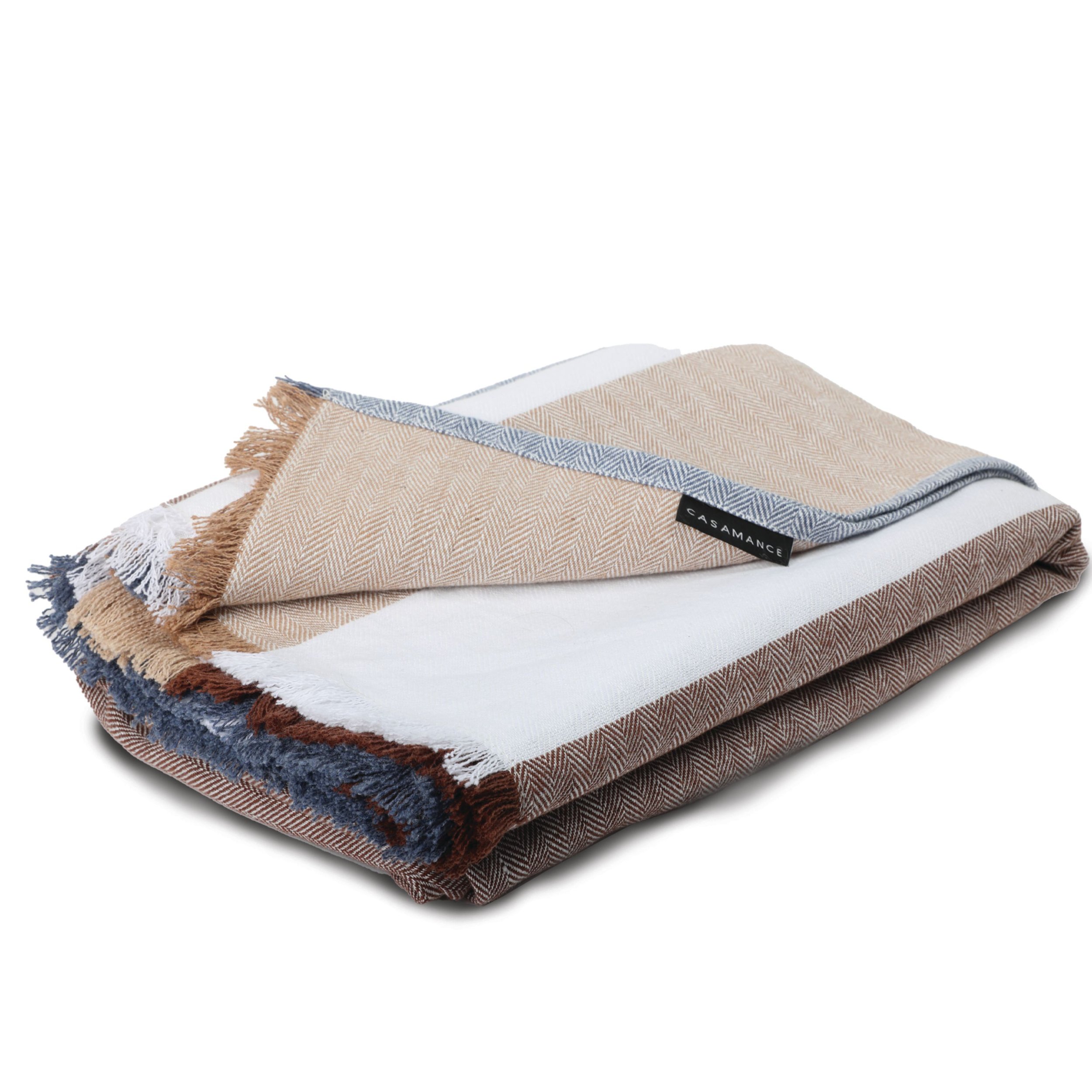 Maison Casamance Talie throw in Natural Marine colourway