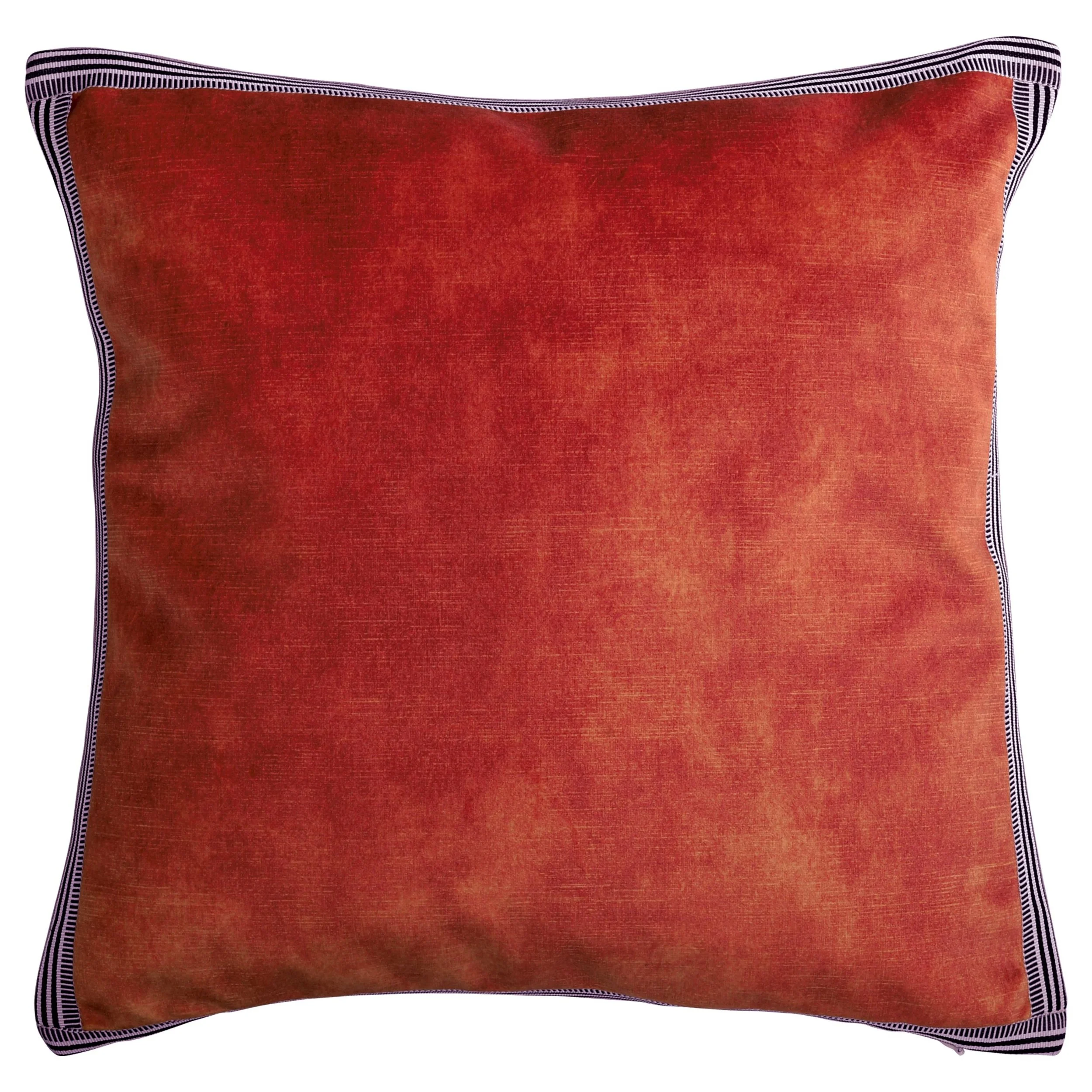 Maison Casamance Manade Orange velvet cushion, 65 × 65 cm square, front view