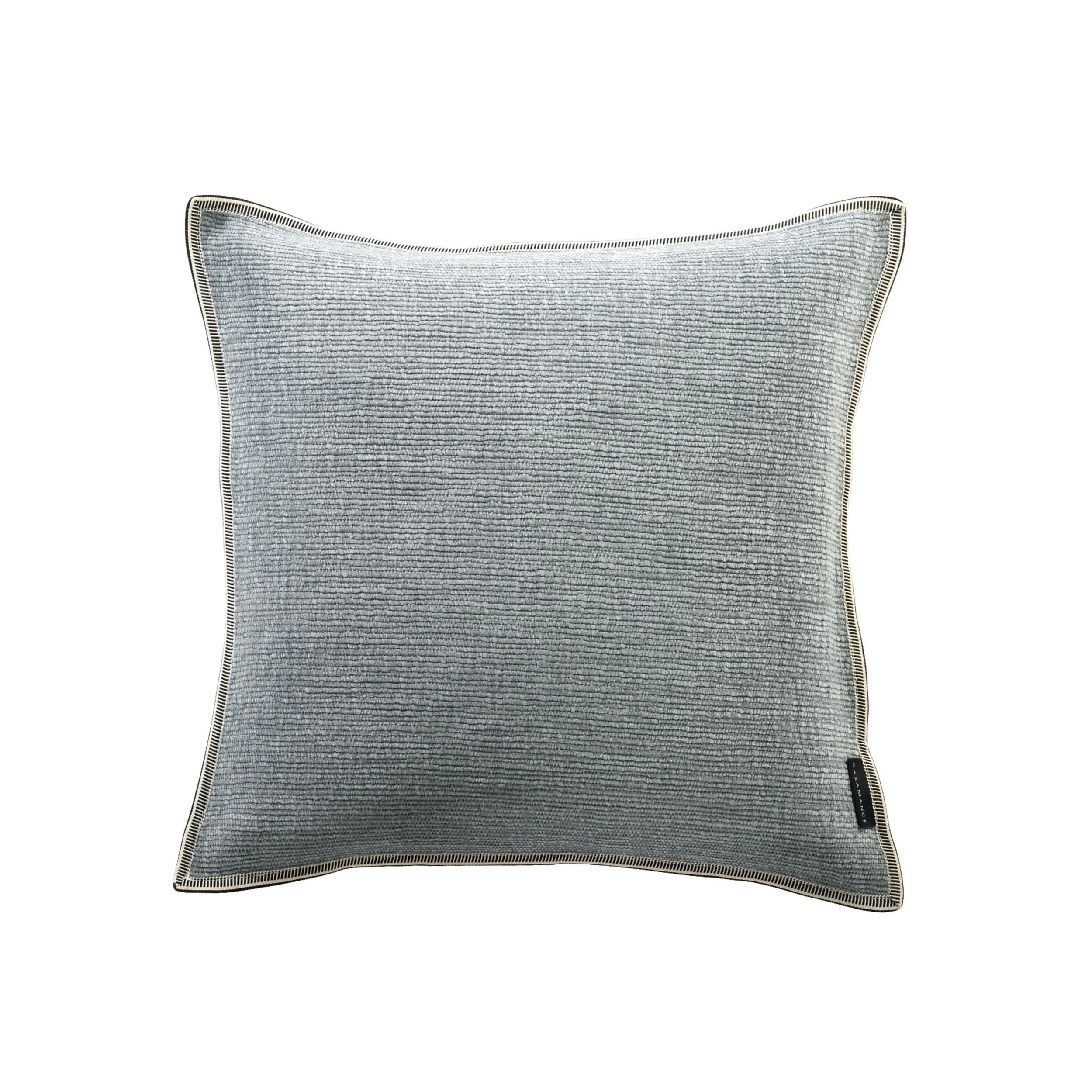 Maison Casamance Cabourg Pierre bleue cushion, 45 × 45 cm square, ribbed texture with braid edge, front view
