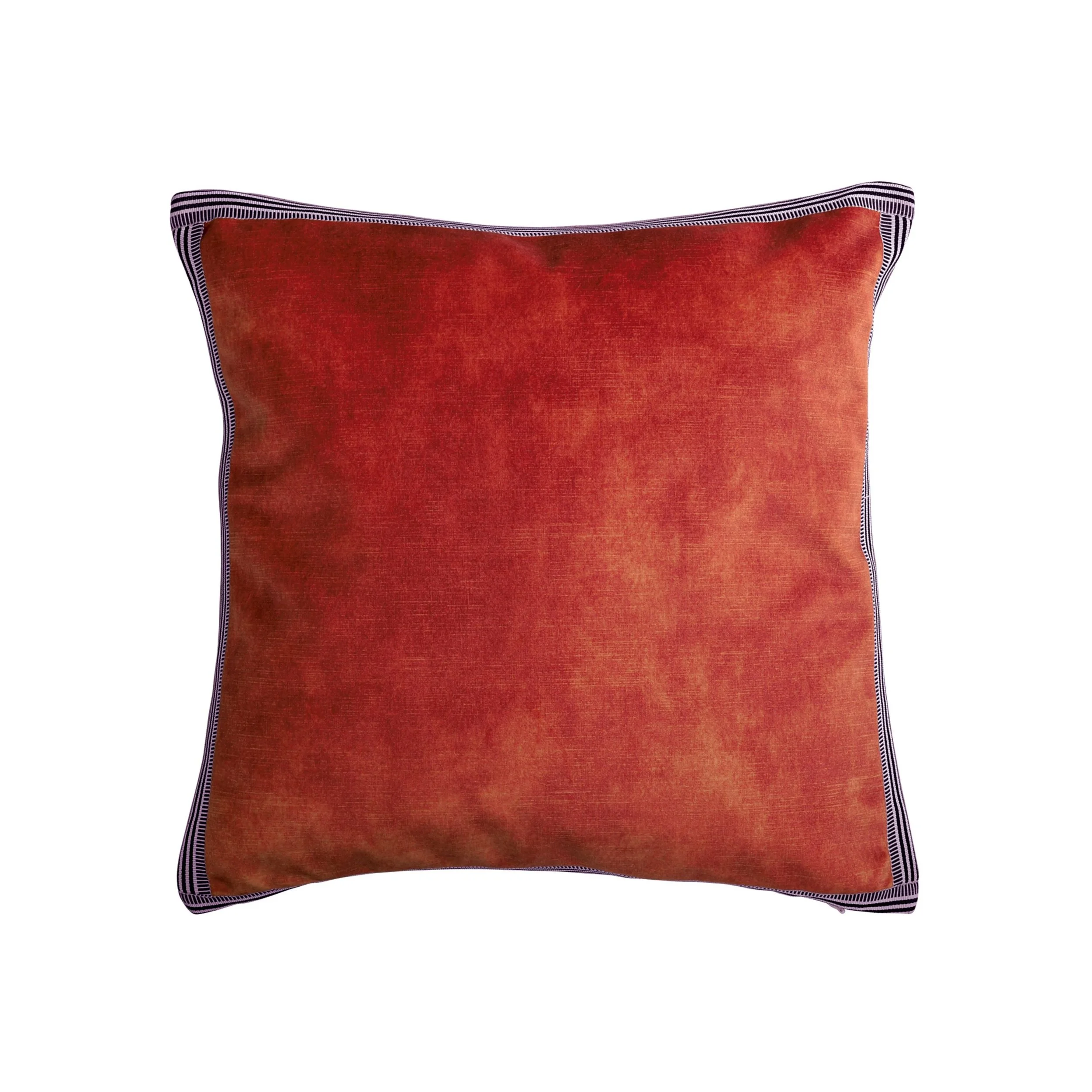 Maison Casamance Manade Orange velvet cushion, 45 × 45 cm square, front view
