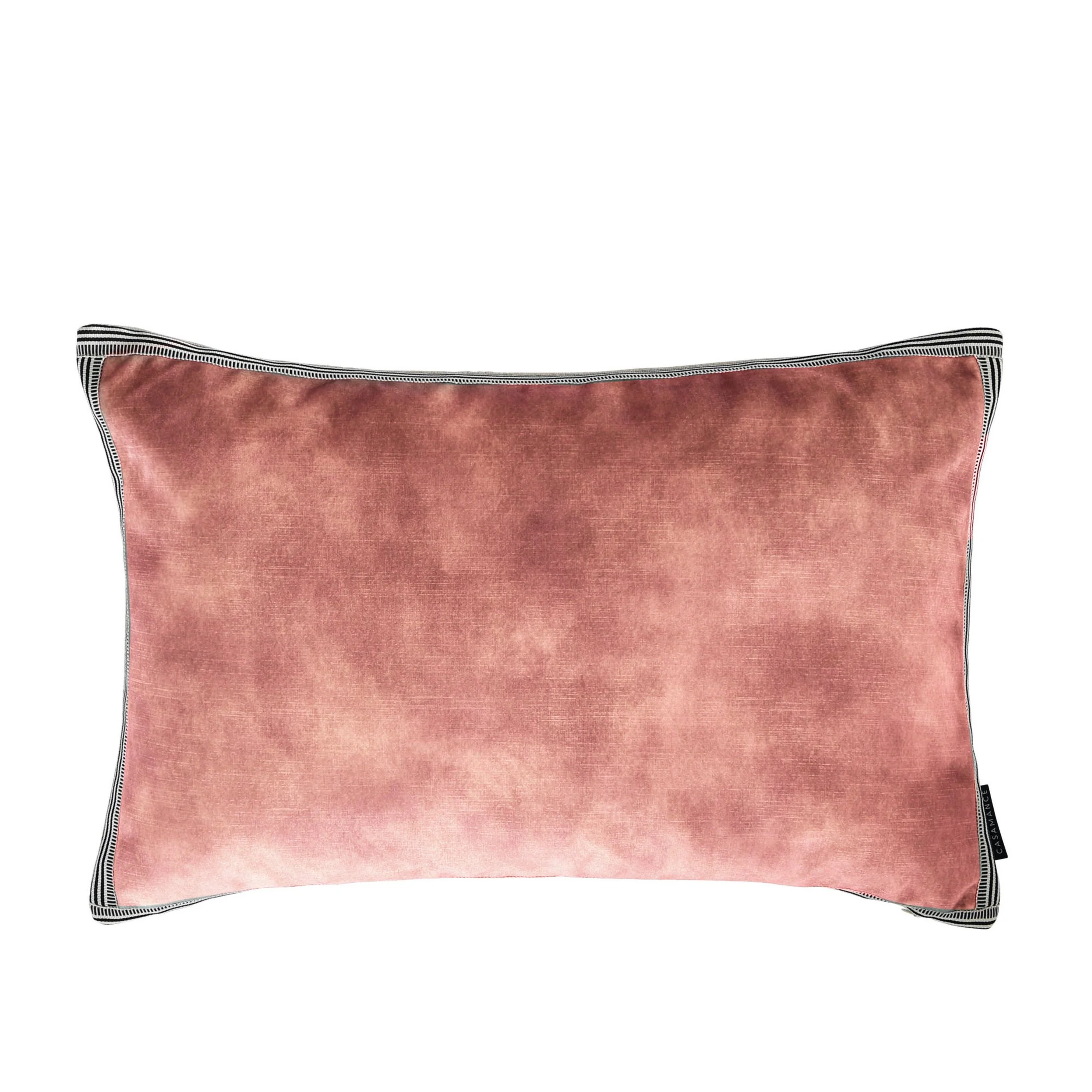 Maison Casamance Manade Rose Blush velvet cushion, 40 × 60 cm rectangle, front view with braid edge