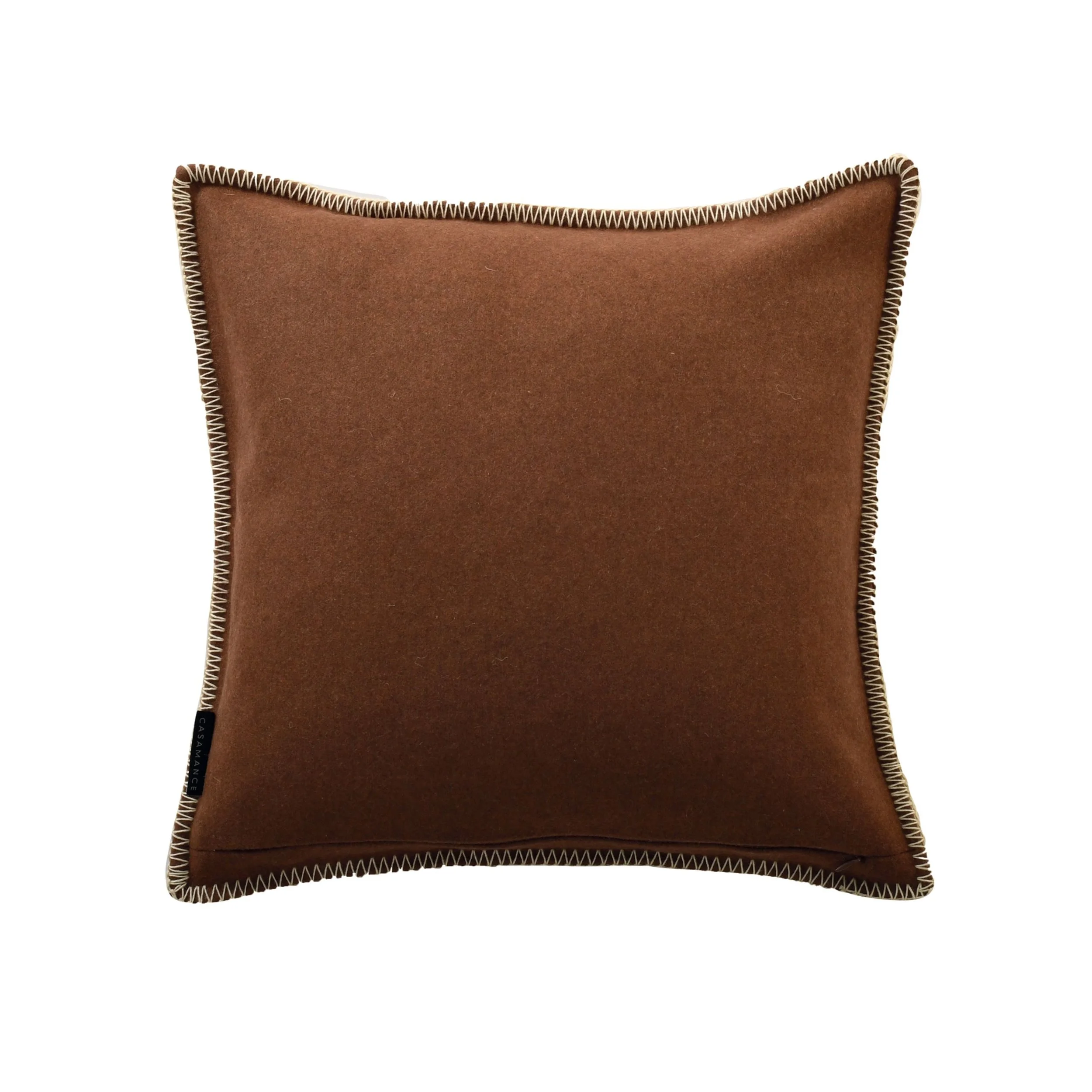 Reverse of the Maison Casamance Arthur's Seat Squirrel cushion, plain wool in the same colour
