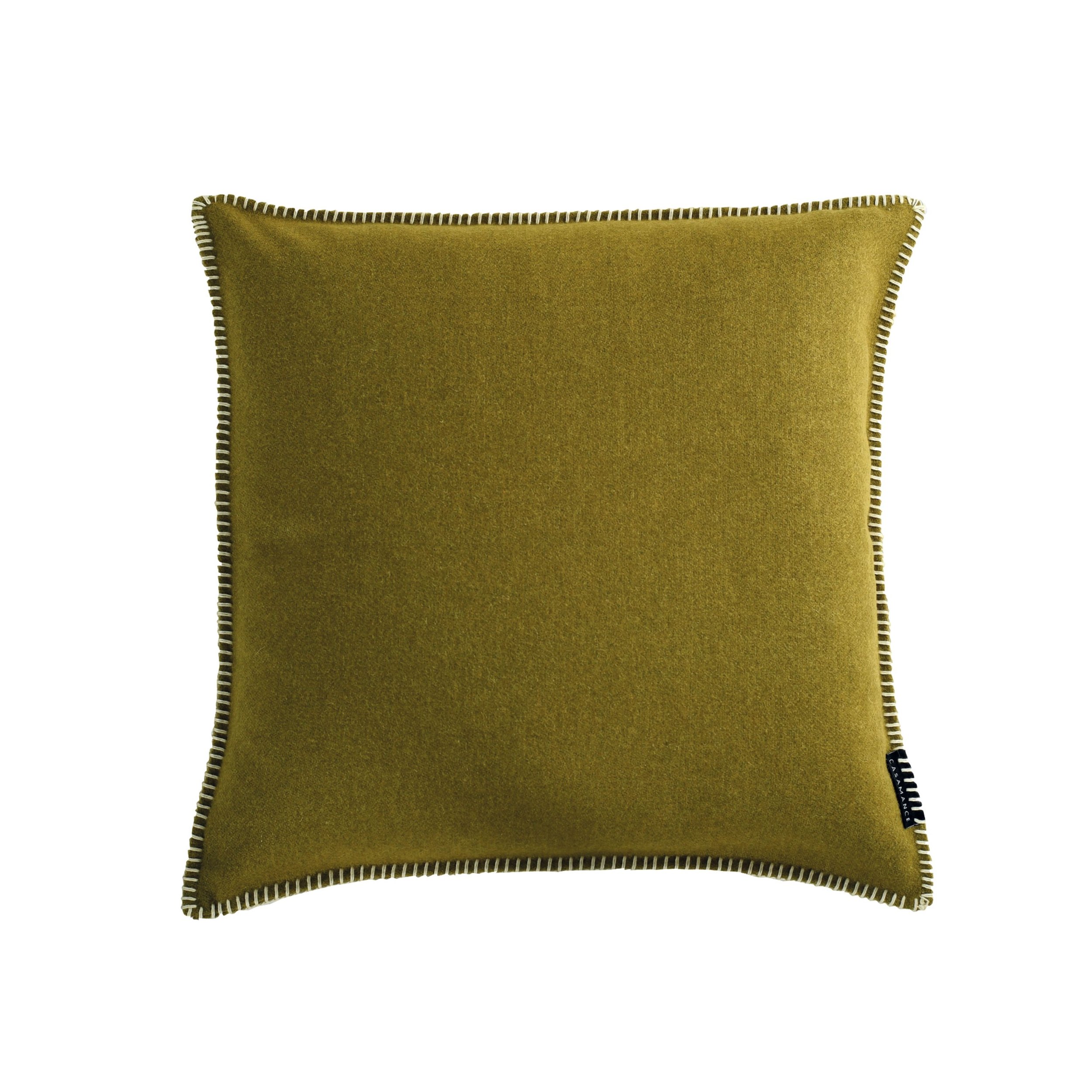 Maison Casamance Arthur's Seat Bronze wool cushion, 45 × 45 cm, with contrast blanket stitch edge, front view