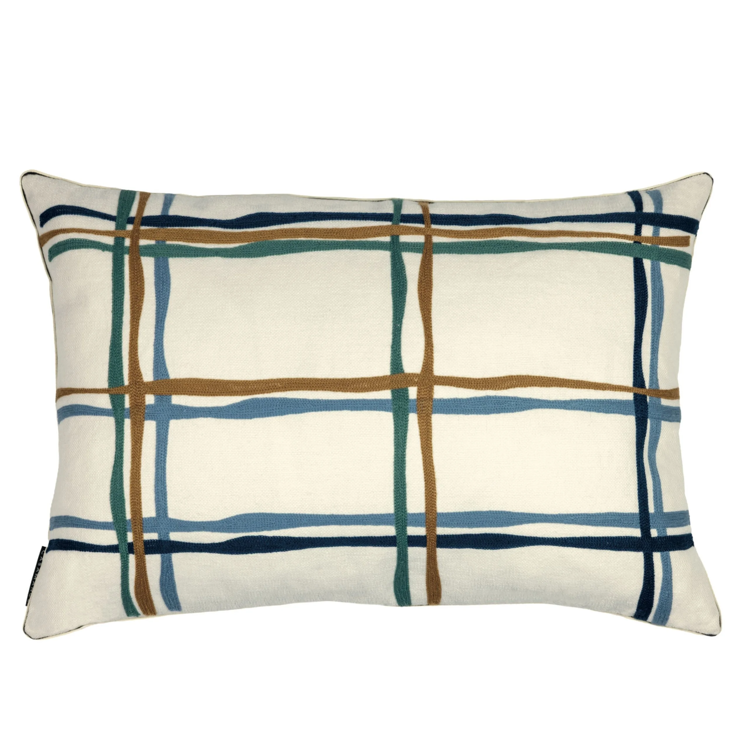 Oban Embroidered Cushion 40x60cm | Piped Edge bleu ocre