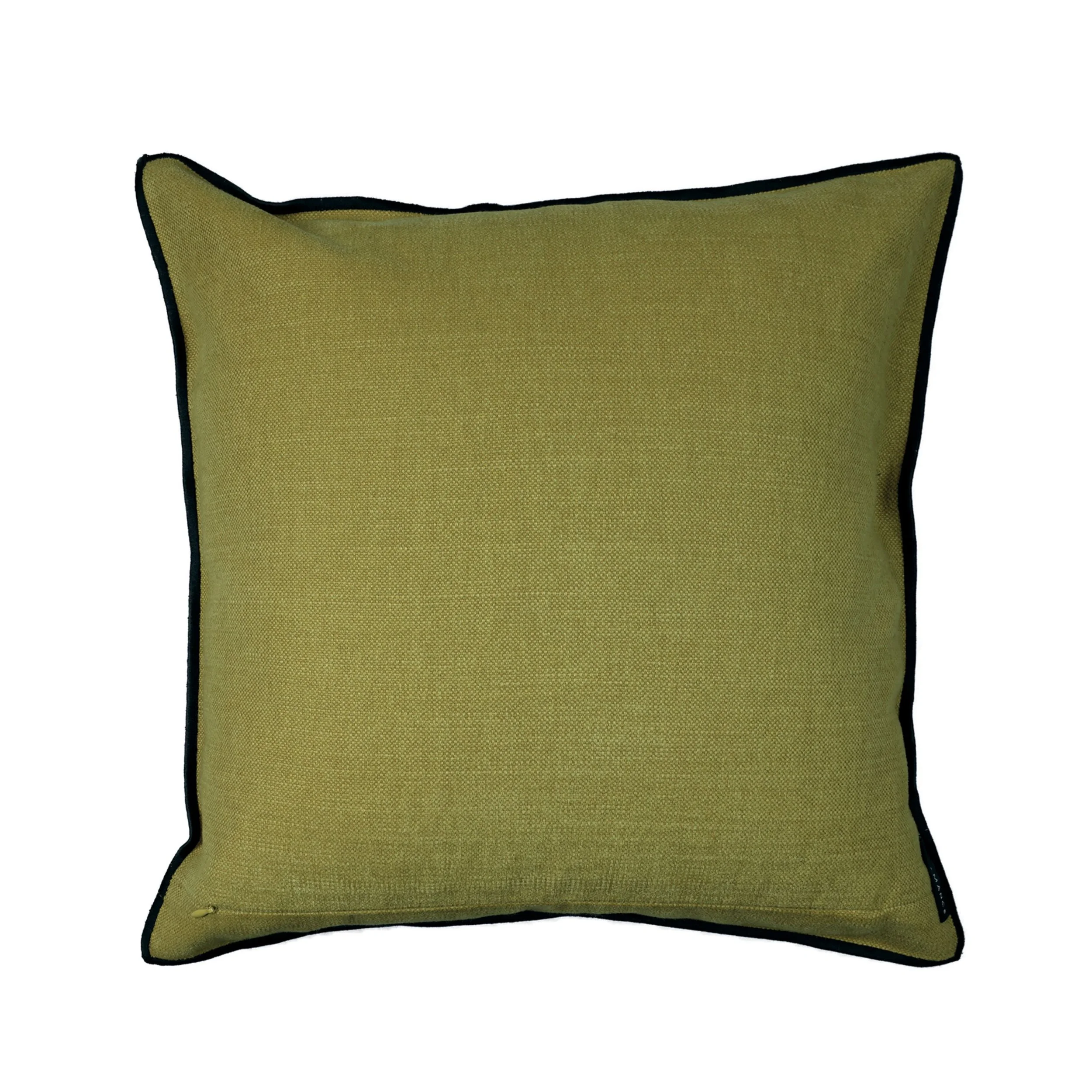 Reverse of the Maison Casamance Paris Texas Vert mousse cushion, plain linen cotton in the same colour