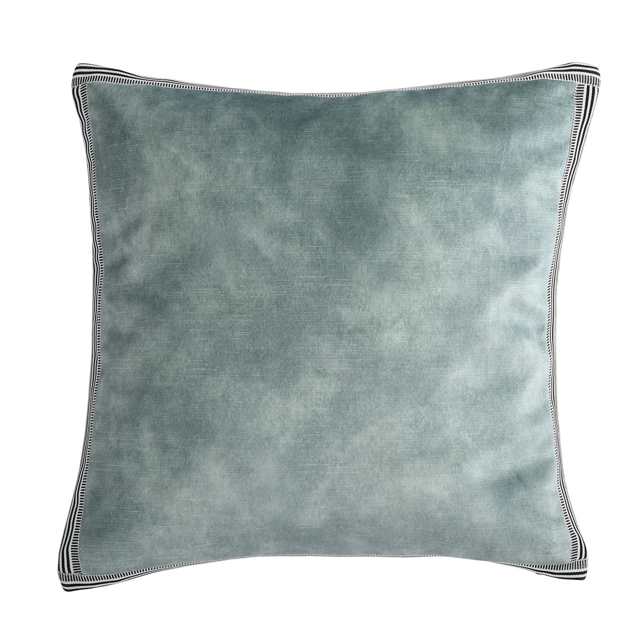Maison Casamance Manade Vert de Gris velvet cushion, 65 × 65 cm square, front view