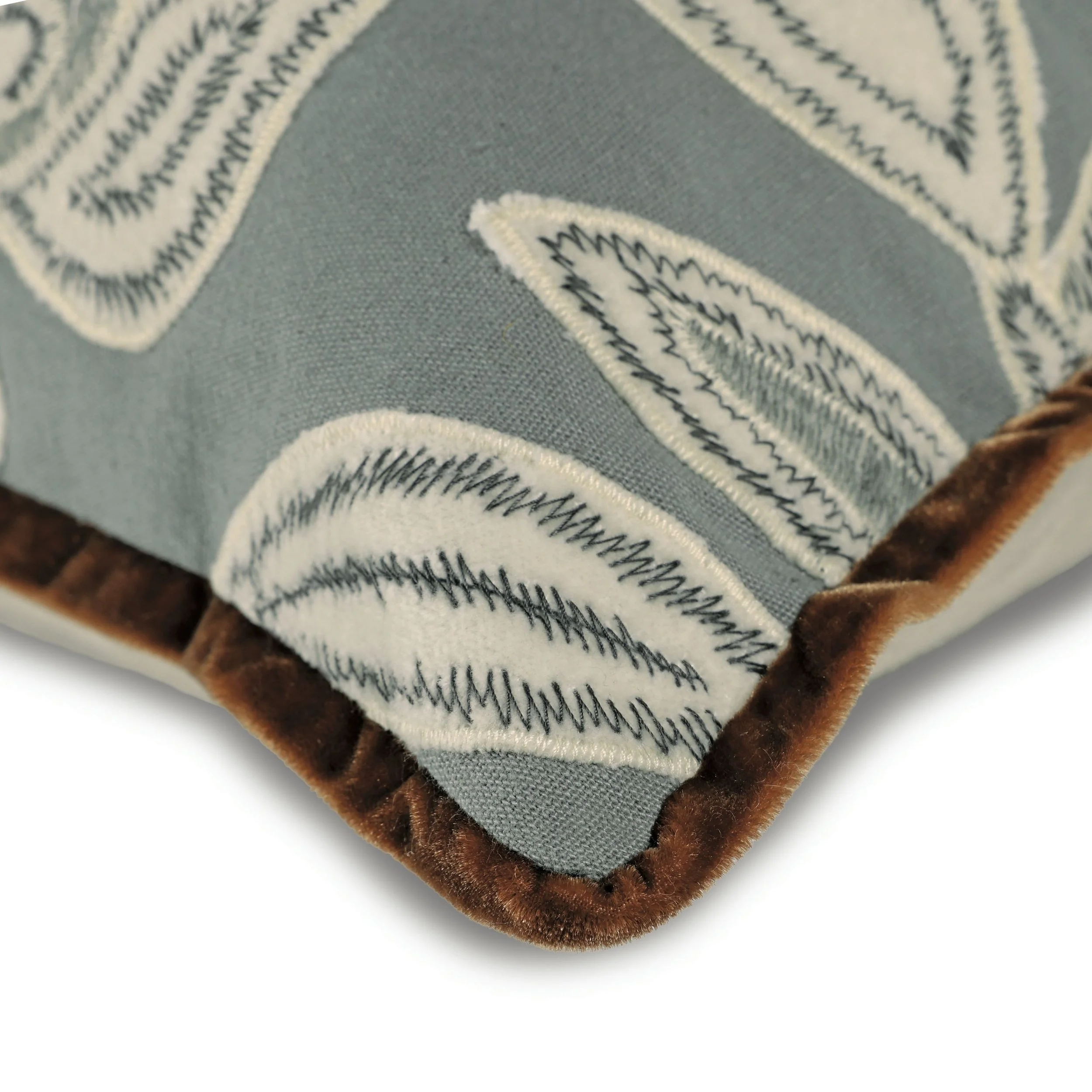 Casamance Forget Me Not embroidered cushion detail
