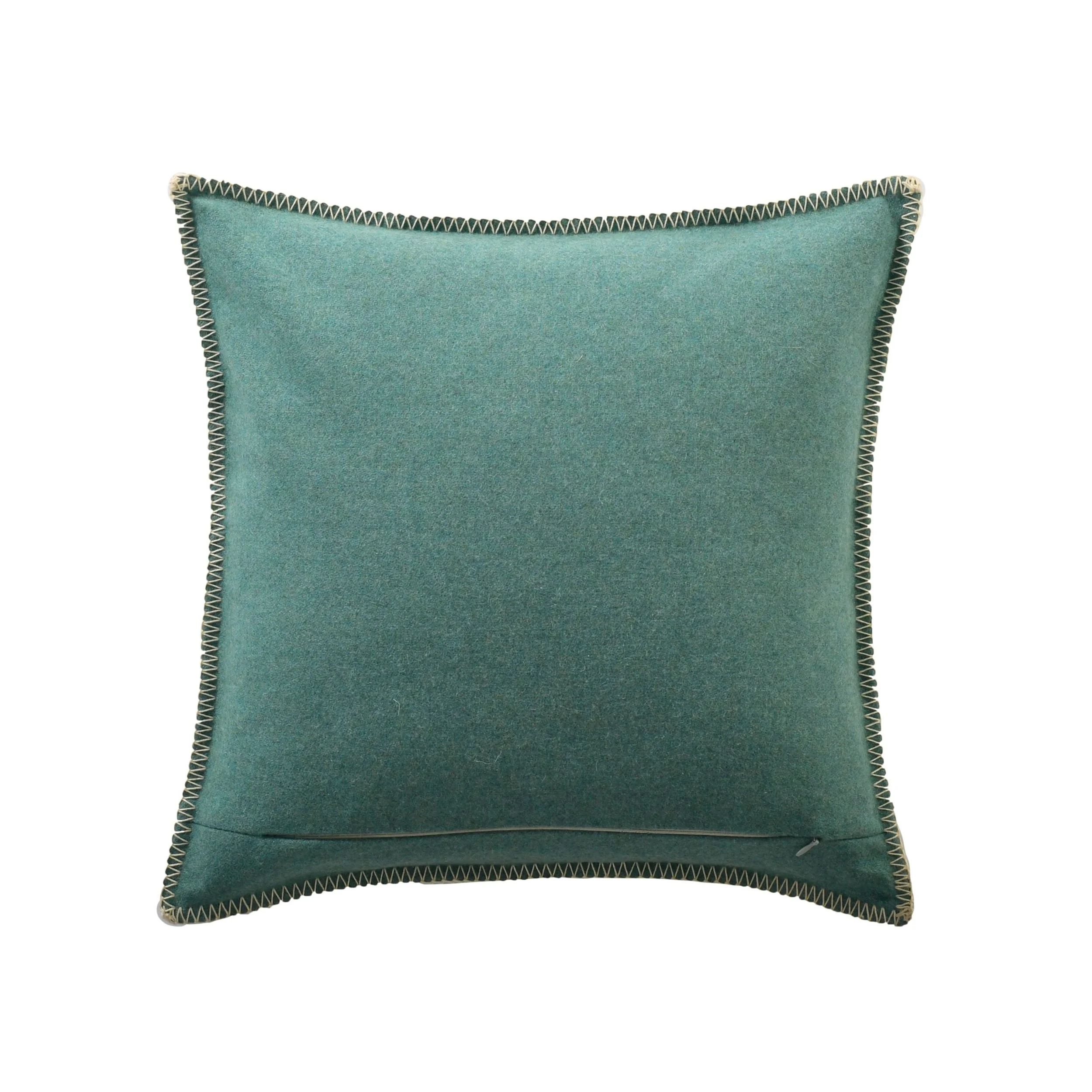 Reverse of the Maison Casamance Arthur's Seat Aqua cushion, plain wool in the same colour
