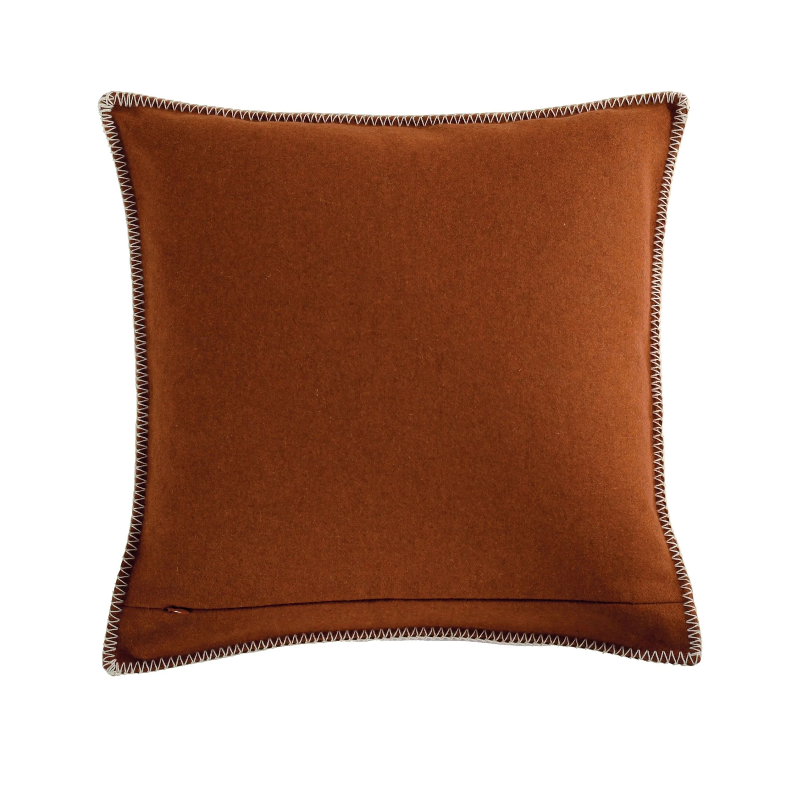 Reverse of the Maison Casamance Arthur's Seat Terre de sienne cushion, plain wool in the same colour