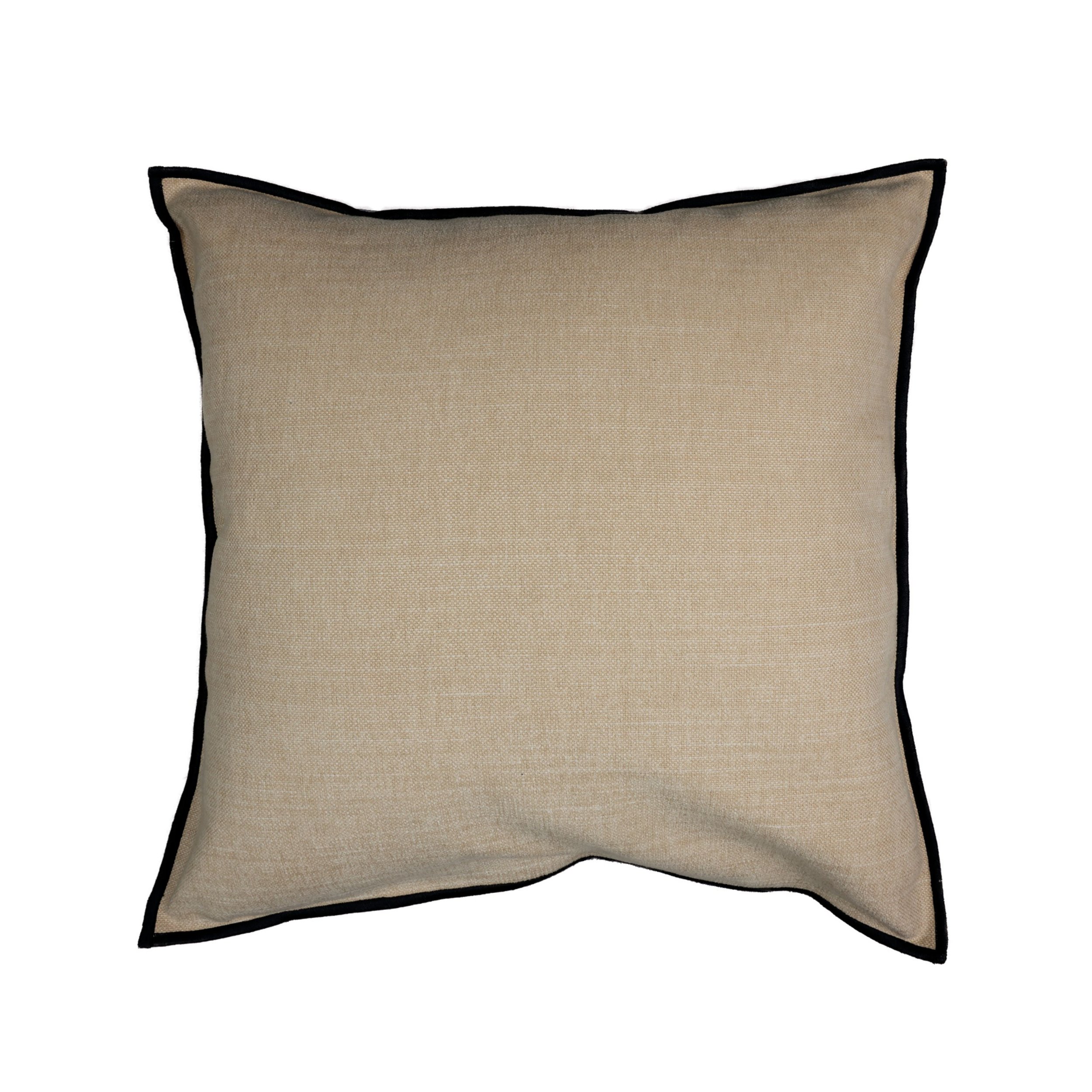 Maison Casamance Paris Texas Praline linen cotton cushion, 45 × 45 cm, with black bourdon stitch edge, front view