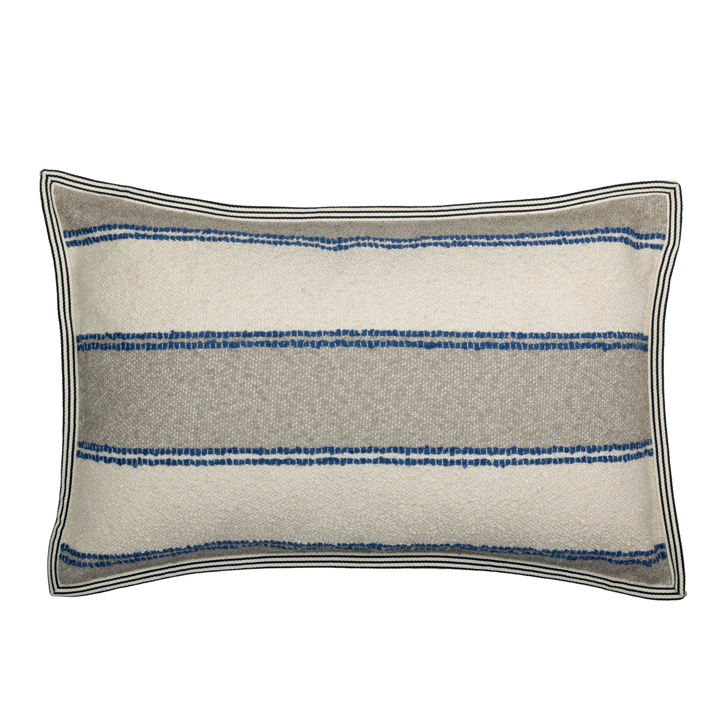 Apache outdoor horizontal stripe cushion taupe bleu