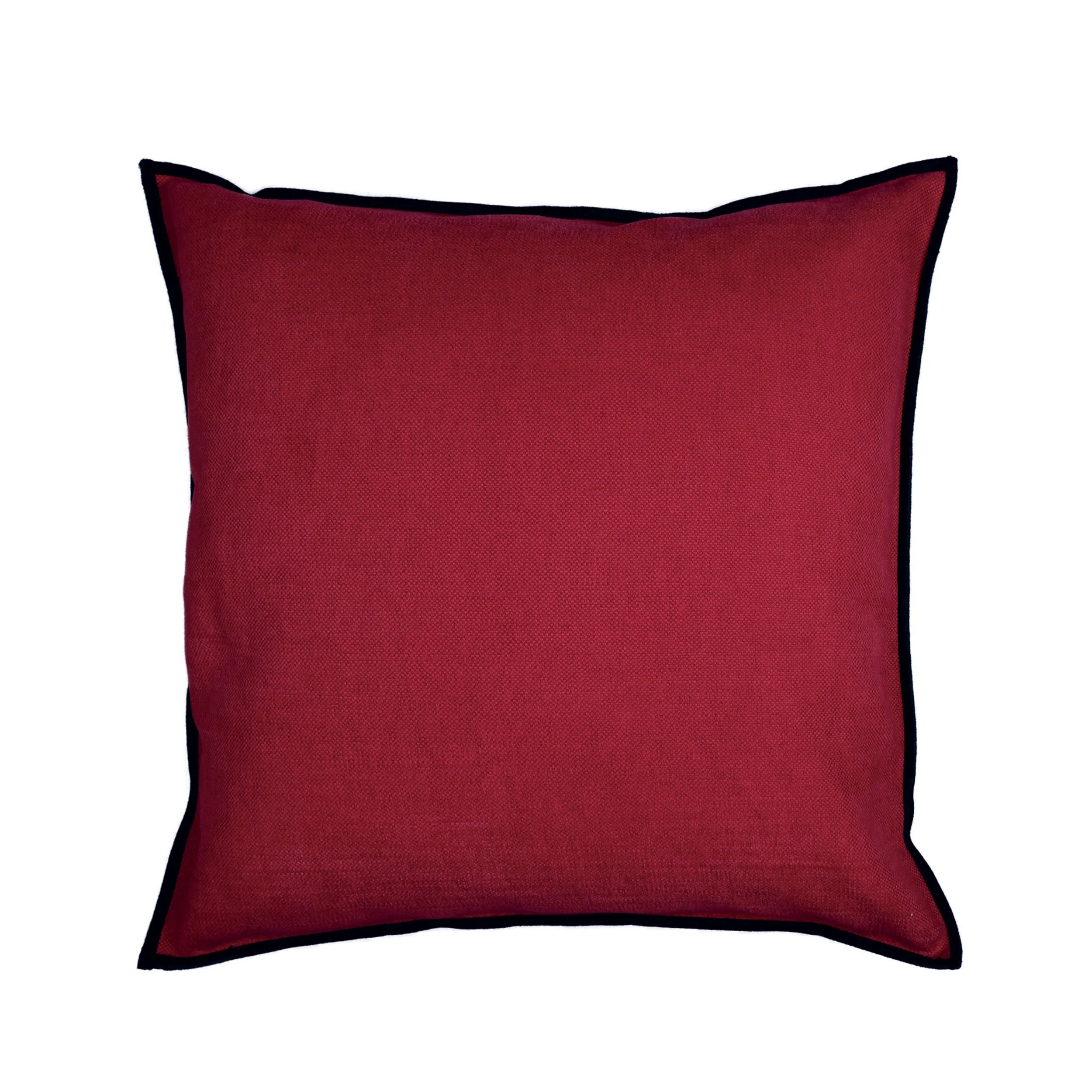 Maison Casamance Paris Texas Grenat linen cotton cushion, 45 × 45 cm, with black bourdon stitch edge, front view