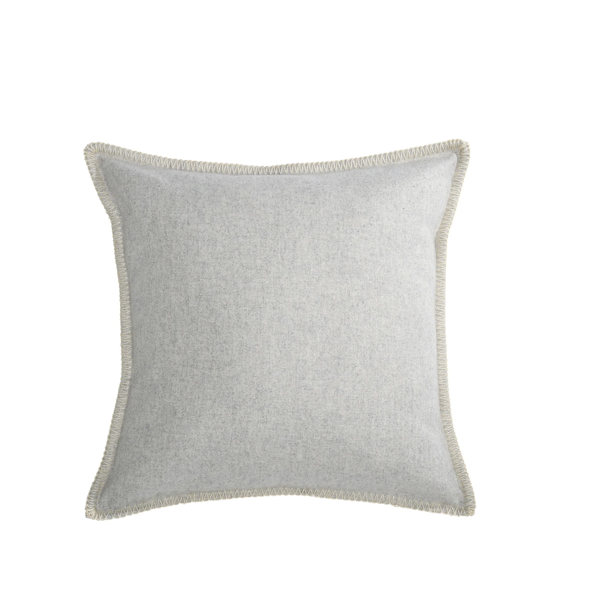 Maison Casamance Arthur's Seat Pebble wool cushion, 45 × 45 cm, with contrast blanket stitch edge, front view