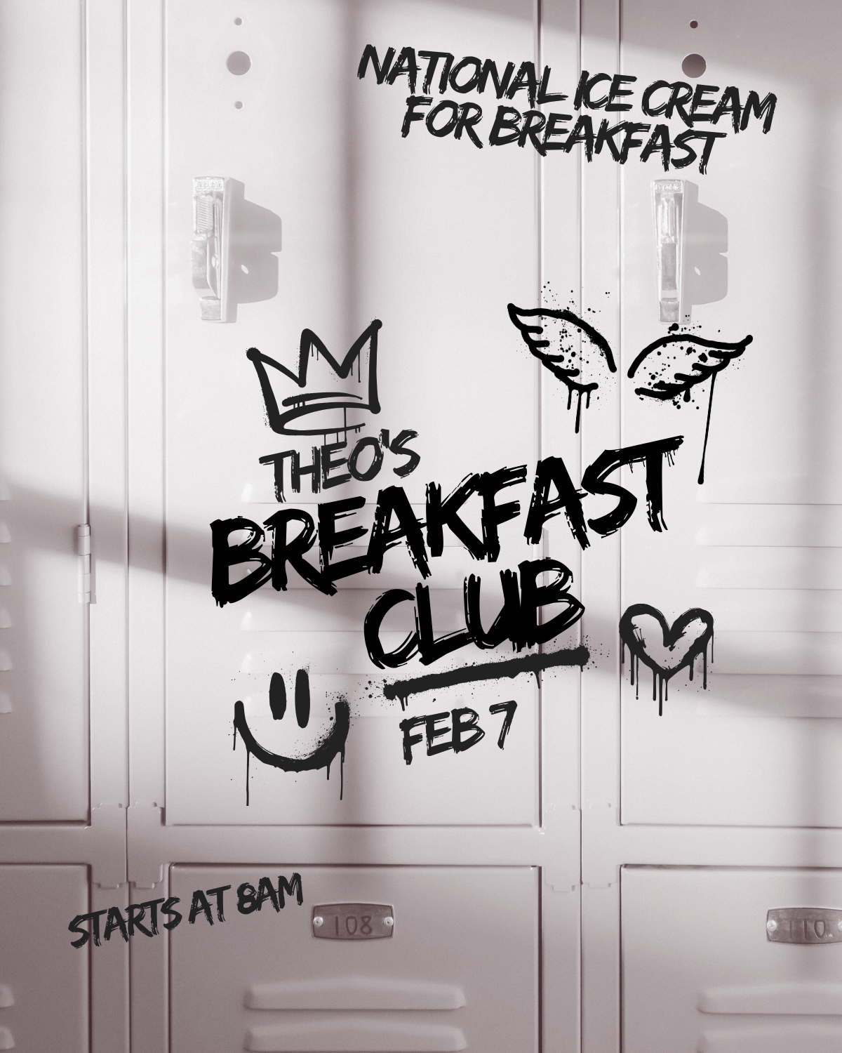 Ice cream for breakfast event at Theo’s Microcreamery in Normal IL featuring breakfast-inspired flavors