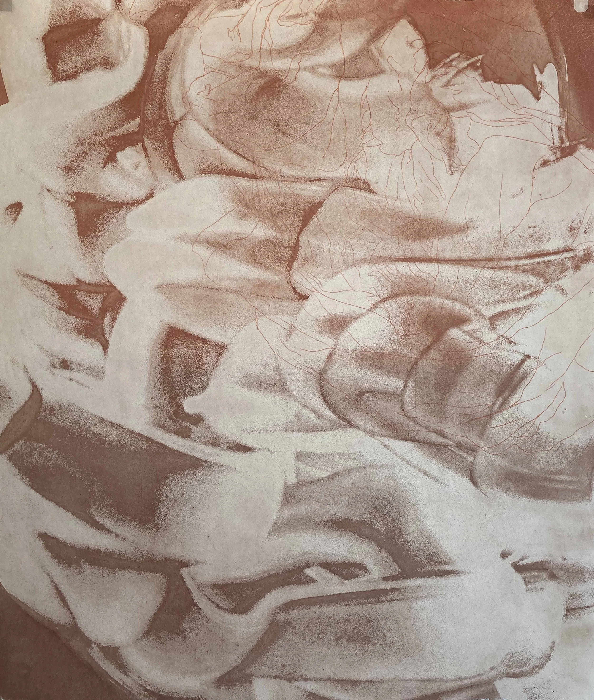 The Stone Eaters (Diptych), Etching and monotype, 17’’x20’’, 2021