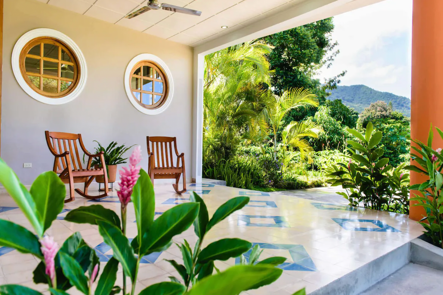 An outdoor patio with two chairs in the jungle of Jinotega, one of the best places to stay in Nicaragua