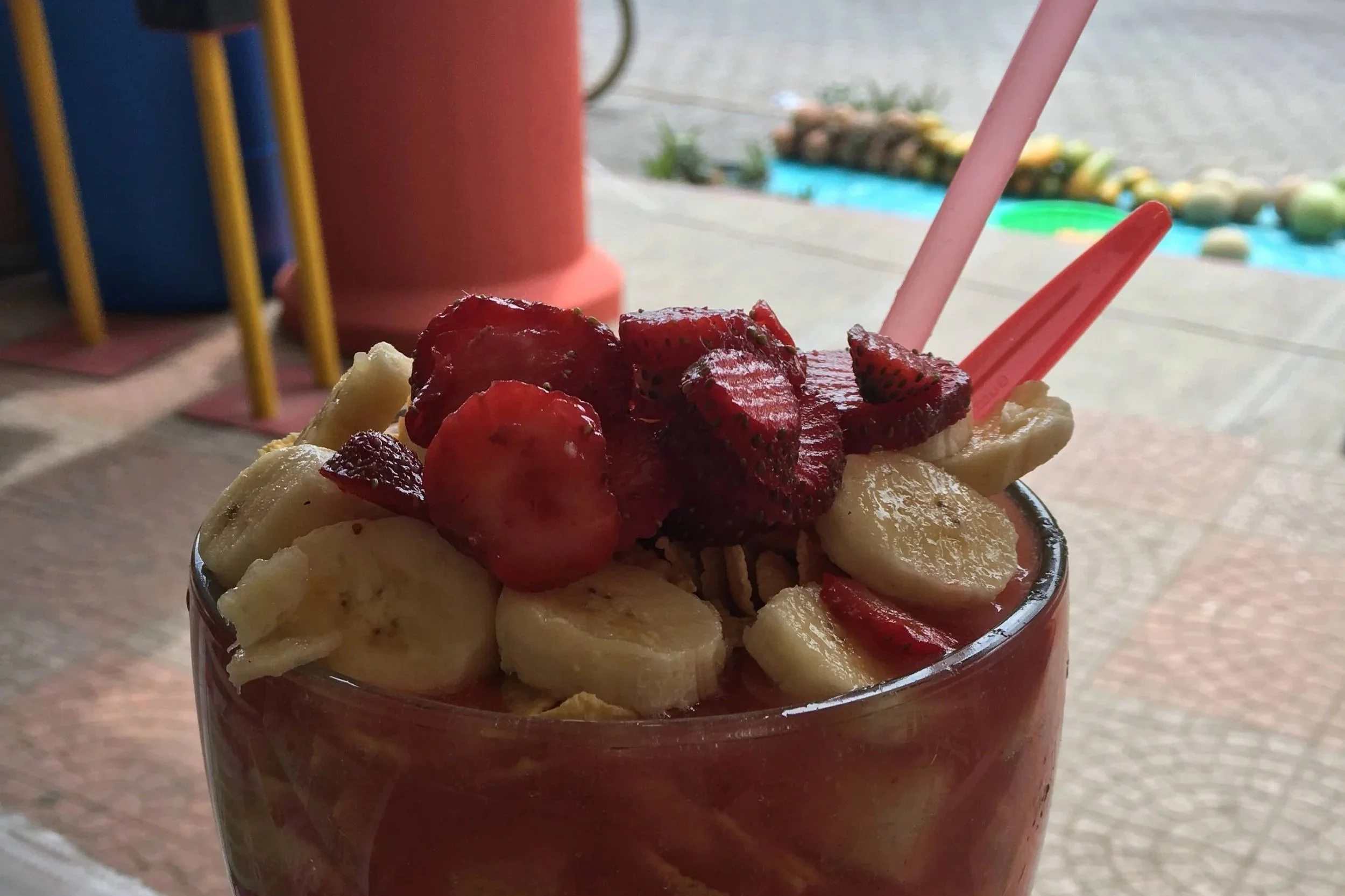 Comalapa, a fresh fruit snack that's popular in Xela, Guatemala